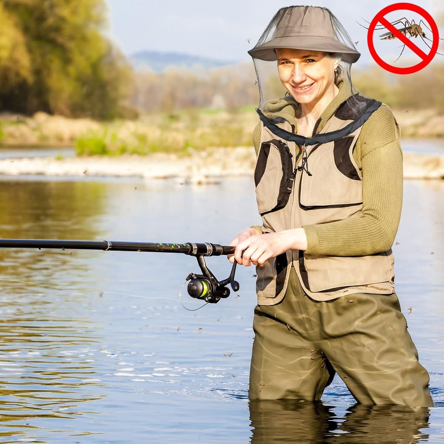 Thumbnail 3 de 2-Pack Mosquito Head Net Mesh for Hiking & Outdoors