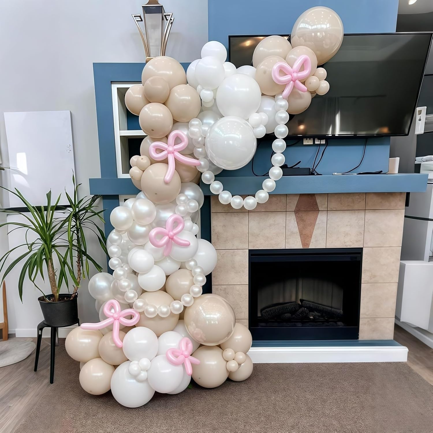 Thumbnail 5 de Pearl White Linking Balloons (100pcs, 6 inch) with Quick Link Tails for Seamless Balloon Walls and Arches