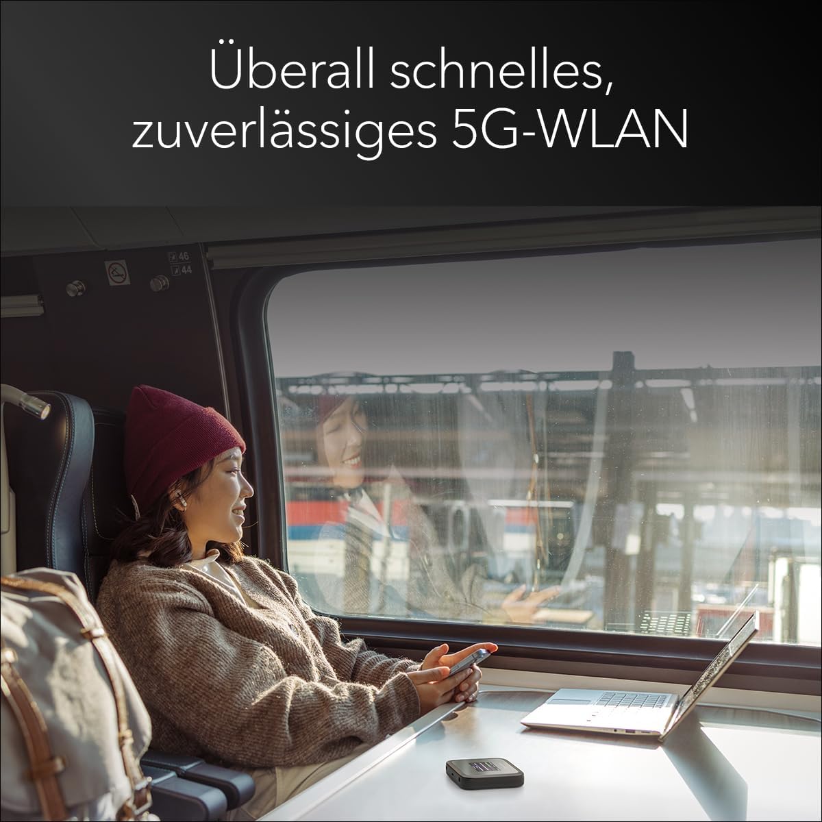 Detalle de NETGEAR Nighthawk M3 (MH3150) – mobiler 5G-Router mit WiFi 6, bis zu 2,5 GBit/s, Nano‑SIM, bis 32 Geräte