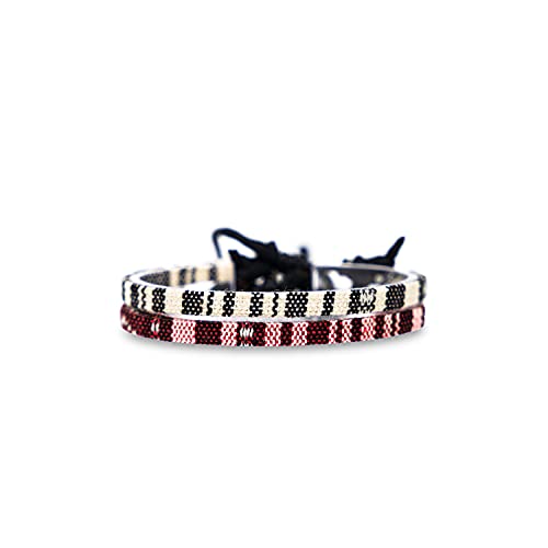 Detalle de Made by Nami 2x Bracelet surfeur set – Bordeaux & Blanc, coton écologique, adjustable