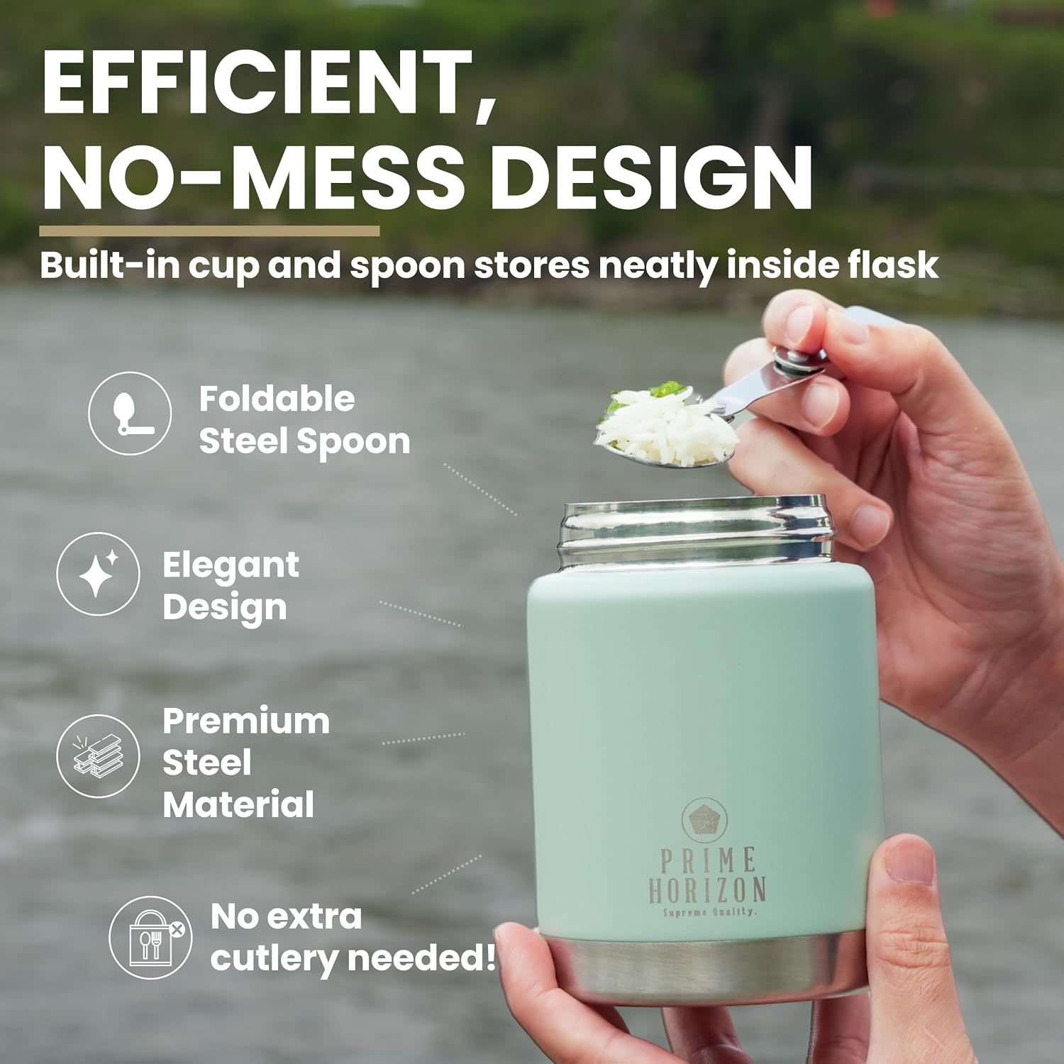 Detalle de Prime Horizon Food Flask 500ml stainless steel jar 🍱