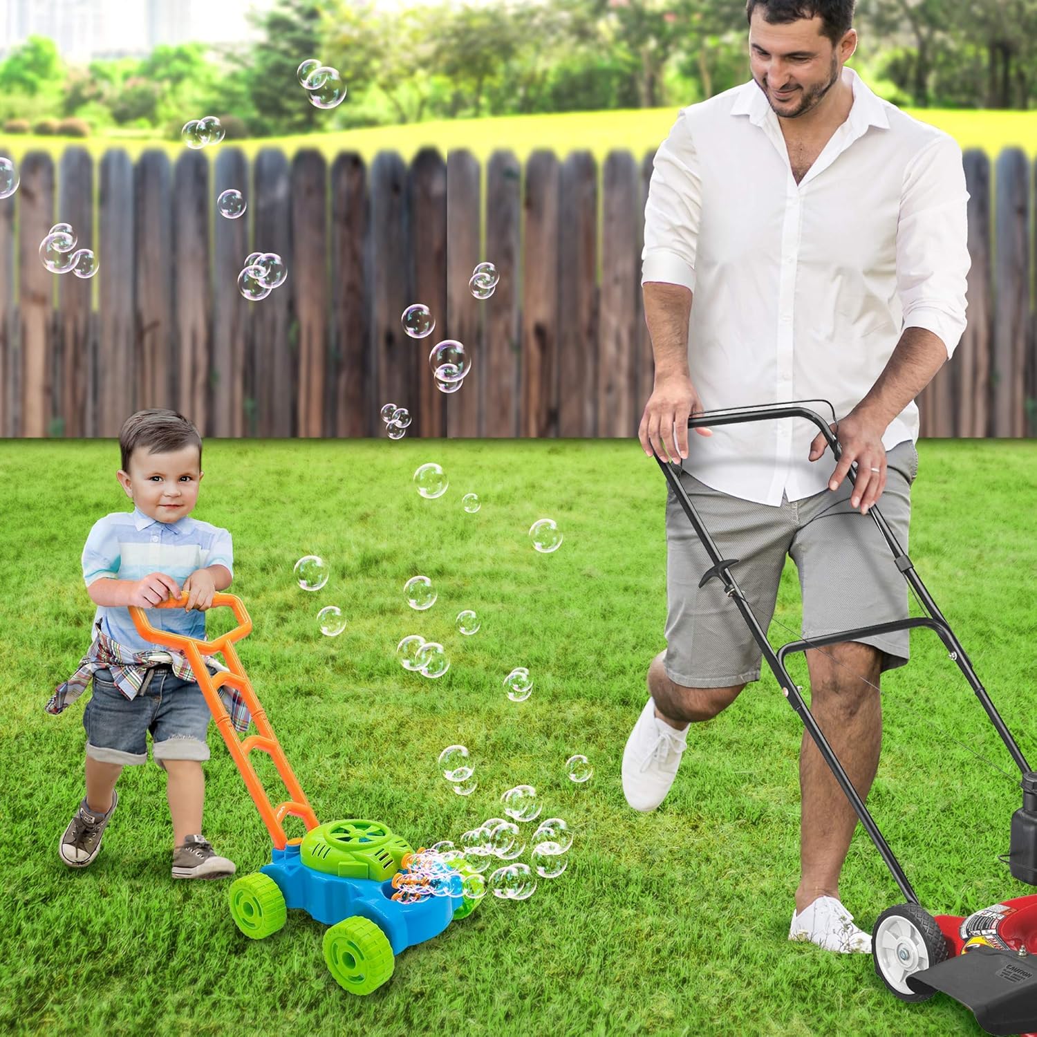 Detalle de ArtCreativity Bubble Lawn Mower Toy for Toddlers (Ages 1–3) — Bubble-Blowing Push Mower with Sound Effects
