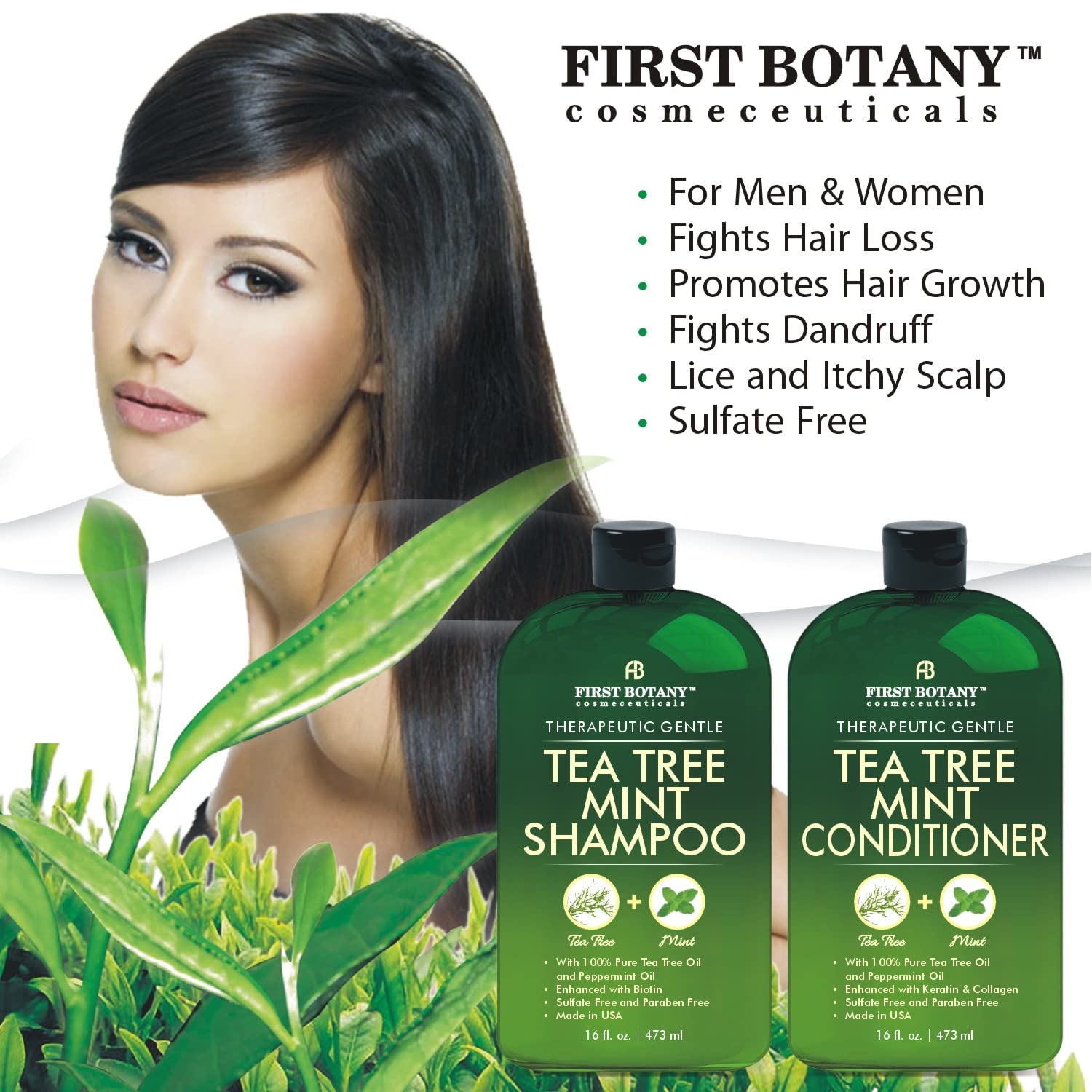 Detalle 2 de First Botany Tea Tree Mint Shampoo & Conditioner – 16 Fl Oz