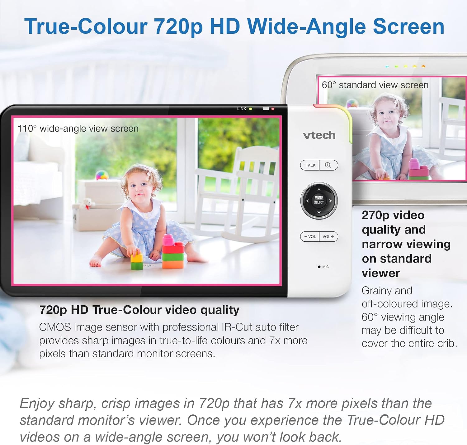 Thumbnail 4 de VTech VM919HD Baby Monitor with Camera – 7" HD Display, 360° Pan & Tilt