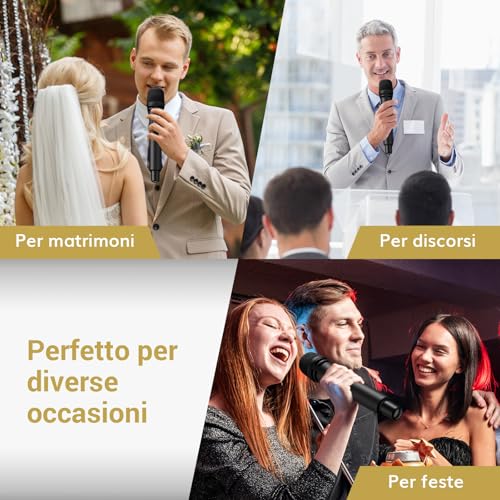 Detalle 2 de TONOR TW350 Microfono Wireless Dinamico: sistema professionale per karaoke e eventi, 60 m