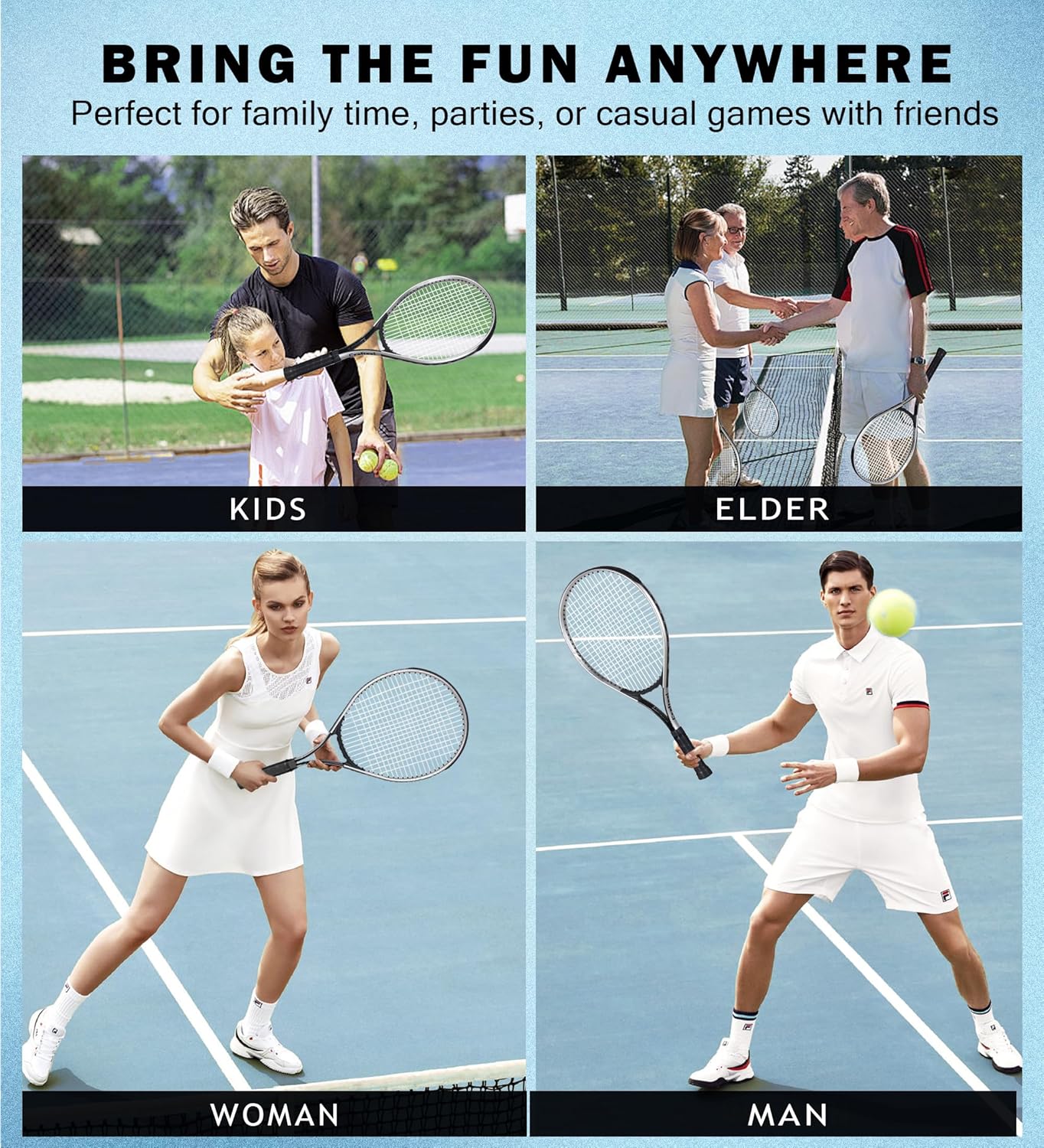 Thumbnail 6 de Crafteel 27" Tennis Rackets Set of 2 – Beginner 27-inch rackets for outdoor casual play