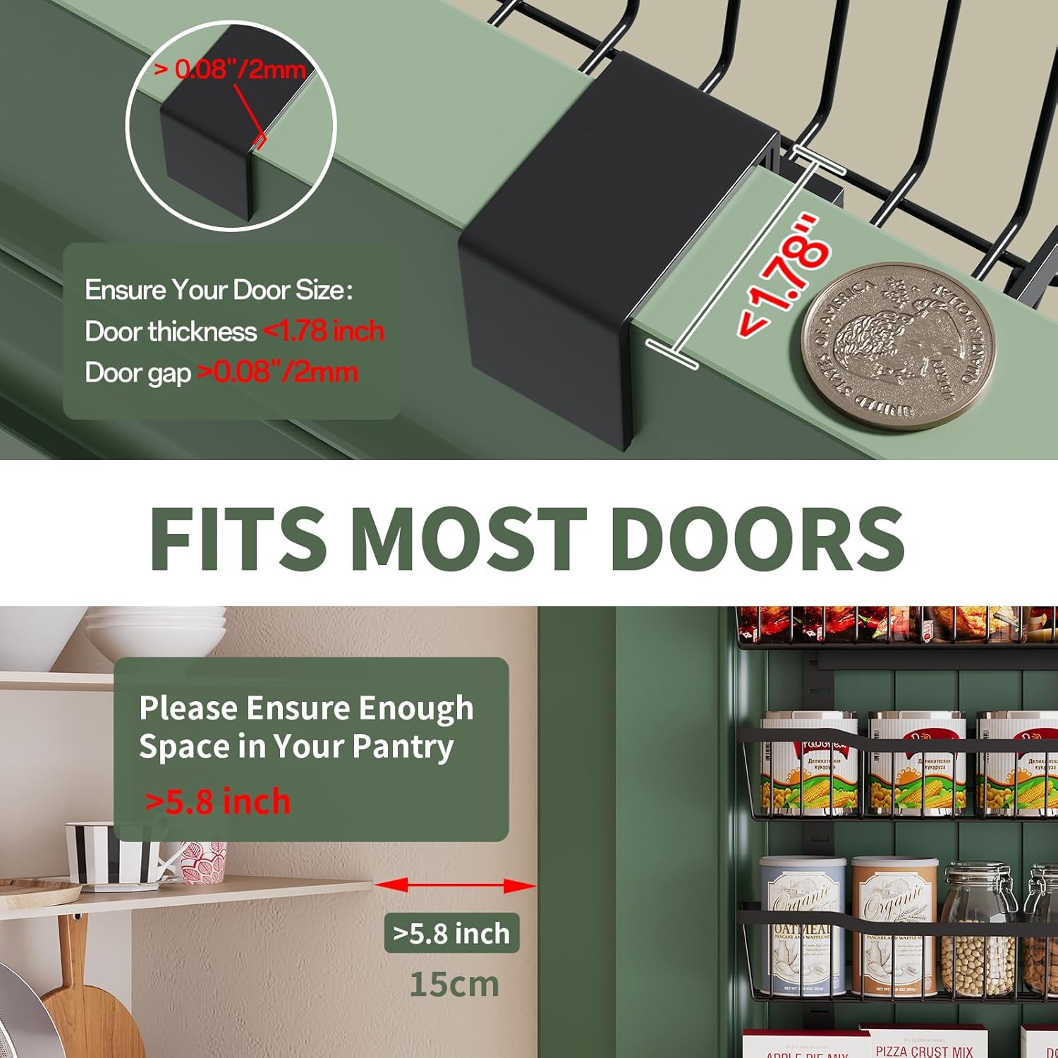 Thumbnail 4 de Eastherry 8-Tier Over The Door Pantry Organizer — Adjustable Metal Door Storage for Spices, Jars, and More