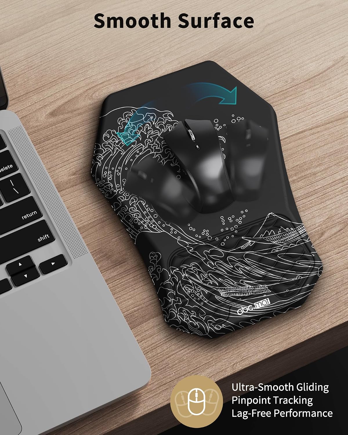 Detalle 2 de Ergonomic Mouse Pad with Wrist Rest, Memory Foam