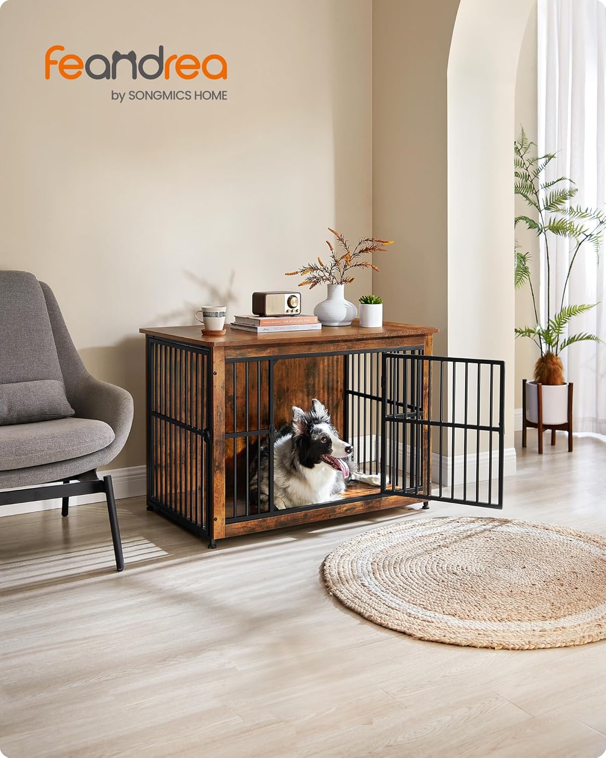 Detalle 2 de Feandrea Hundekäfig 2 Türen für 32 kg