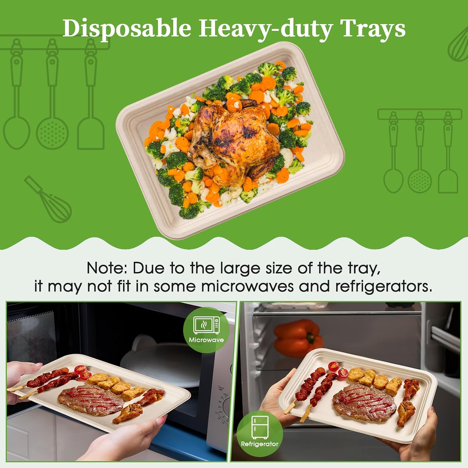 Detalle de ECOLipak 14-Inch Disposable Food Trays (100 Pack): Compostable, Heavy-Duty Crawfish & Party Serving Plates