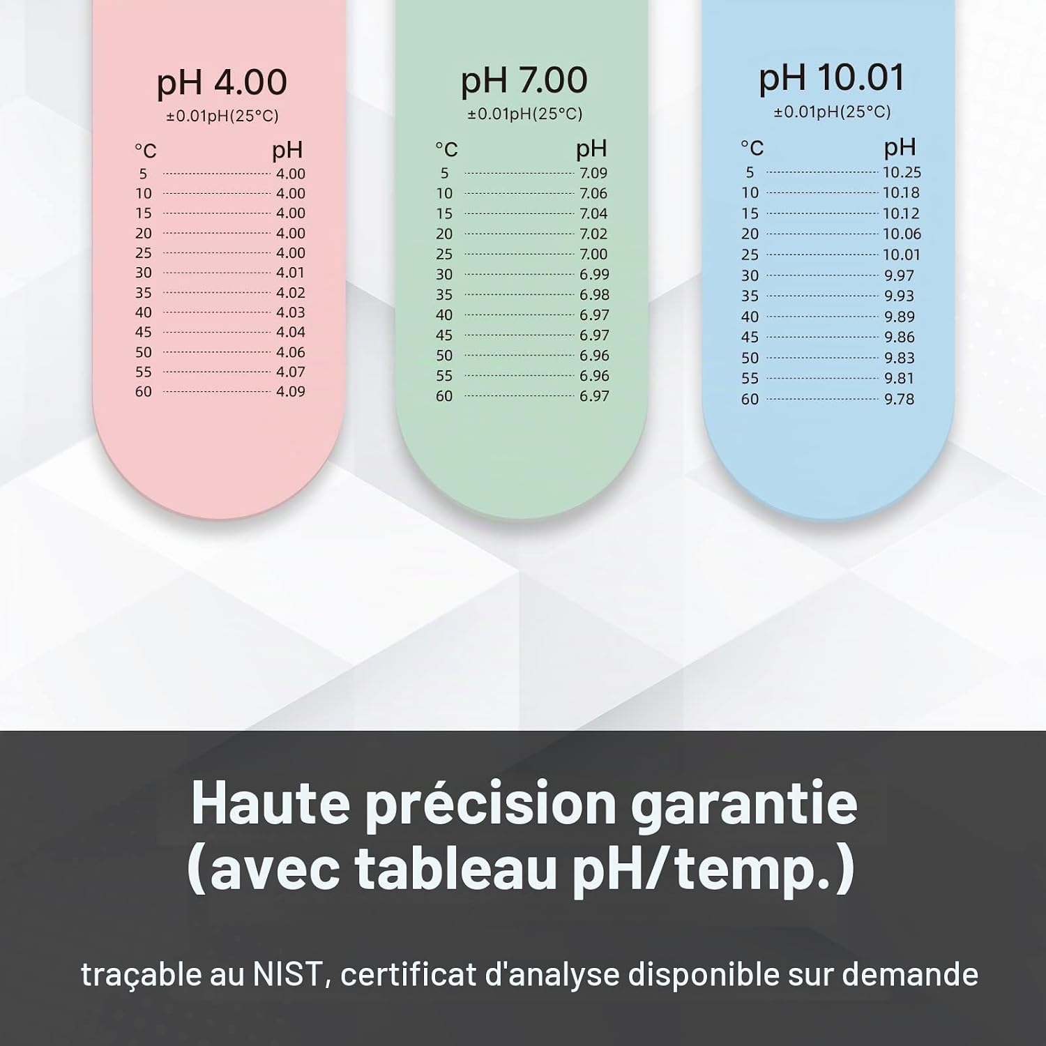 Detalle 2 de Apera Instruments pH-kalibratieoplossing 4.01/7.00/10.01, 3 x 250 ml