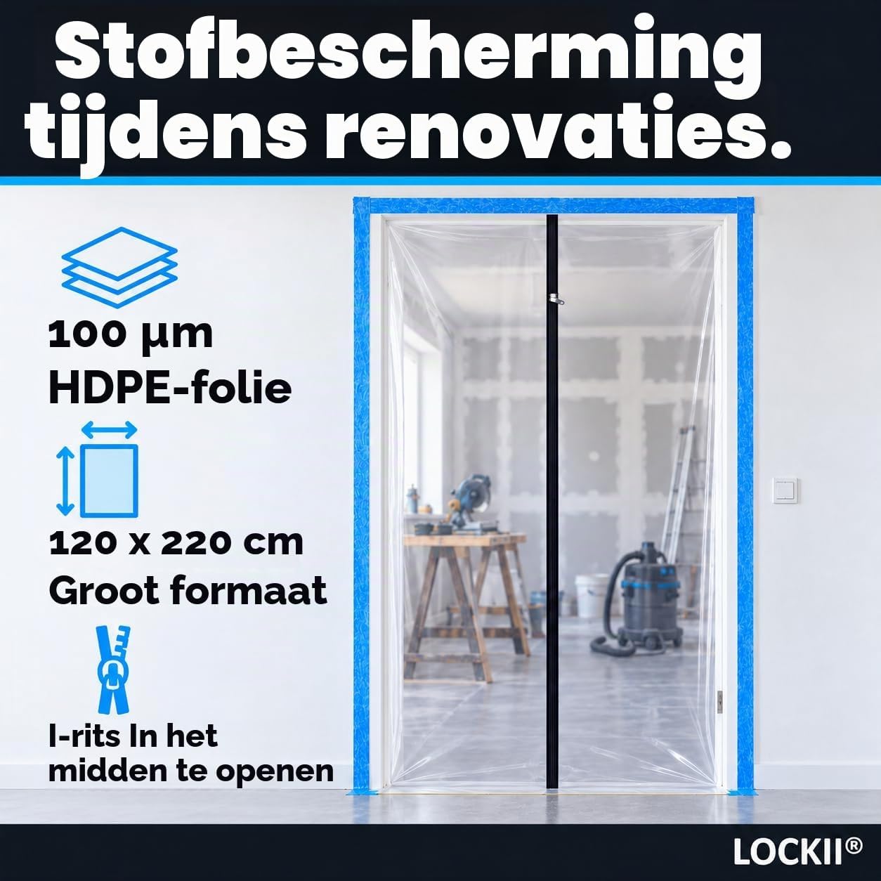 Detalle 2 de LOCKII Staubschutztür_I_2 STK stofwerende deuren met rits, 1,20 x 2,20 m