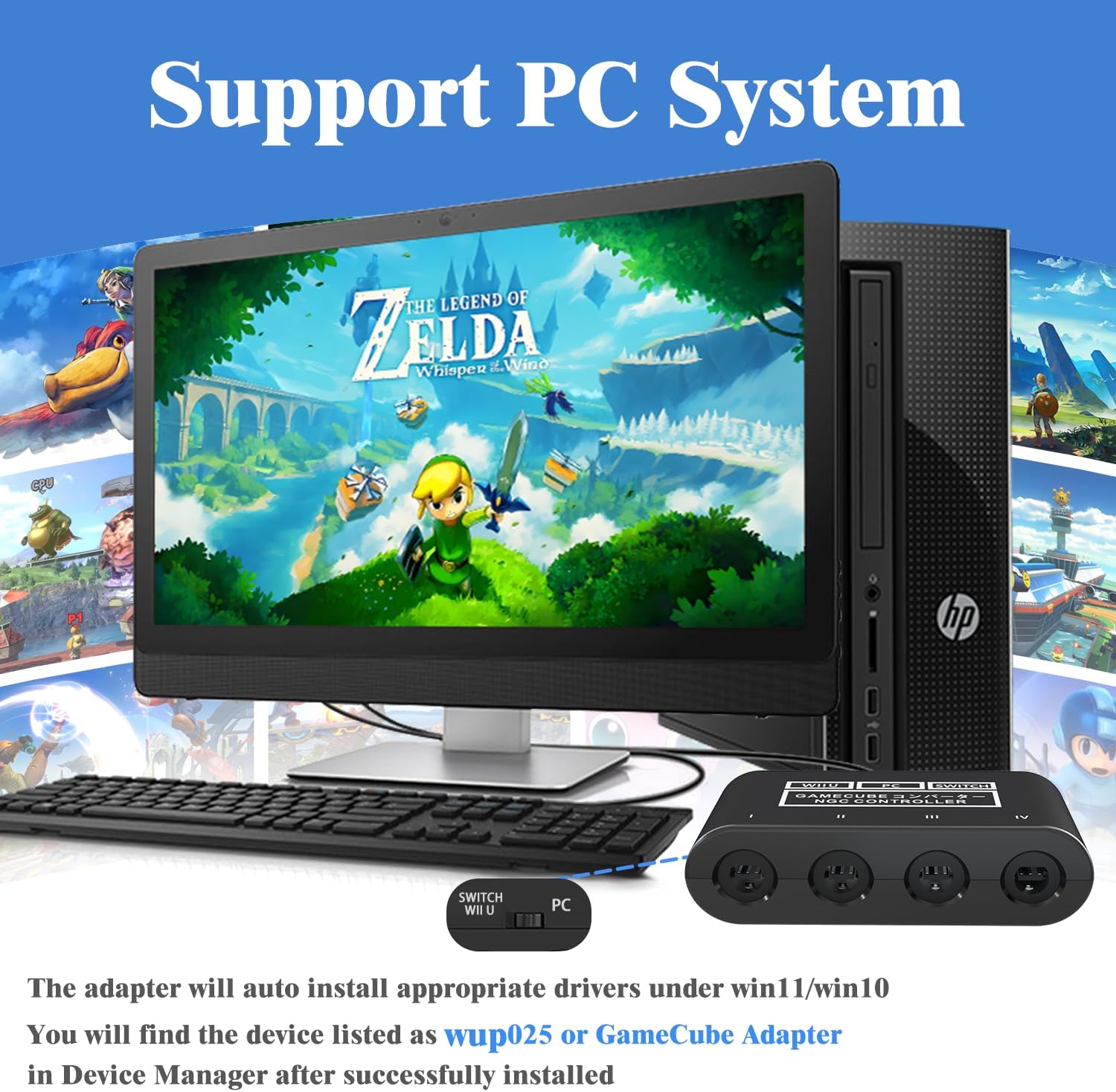 Thumbnail 2 de GameCube Controller Adapter for Nintendo Switch, Wii U, PC (Turbo & Vibration) — 180cm USB Cable