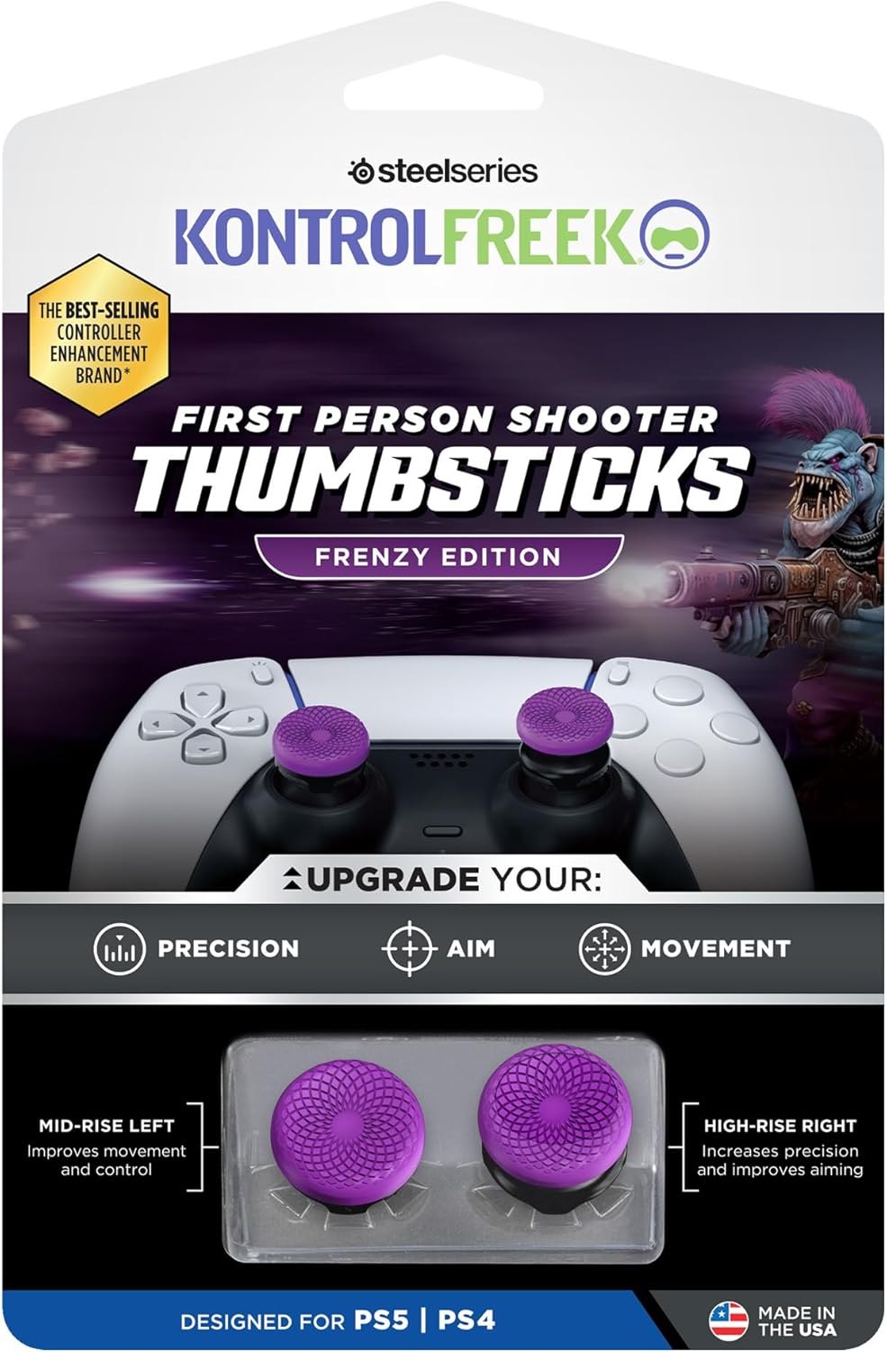Thumbnail 5 de KontrolFreek FPS Freek Frenzy Thumb Grips for PS5 & PS4 (Purple/Black) – High-Rise + Mid-Rise