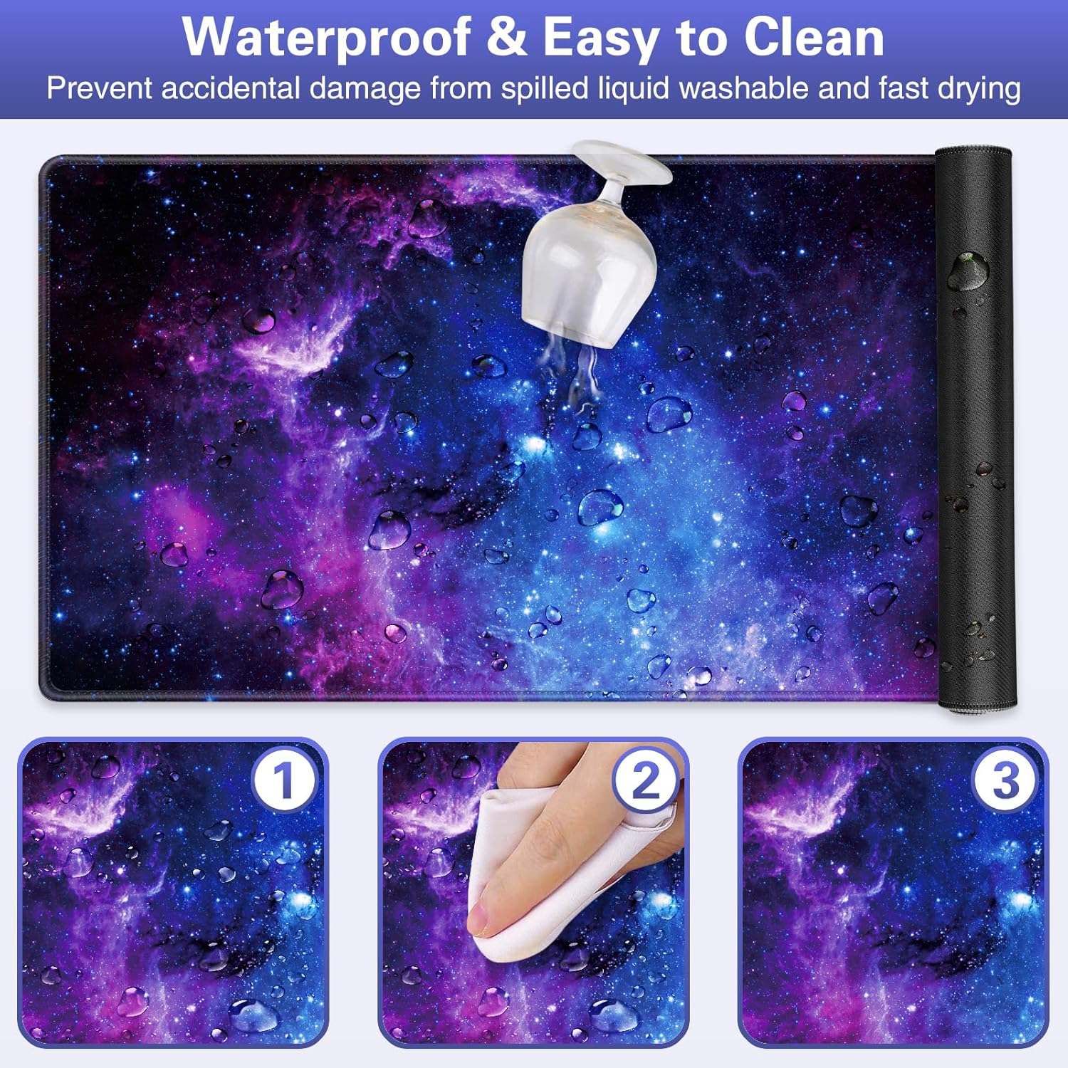 Thumbnail 4 de Gaming Mauspad XXL 900 x 400 mm – Wasserdichtes Mousepad mit rutschfester Basis und vernähten Kanten