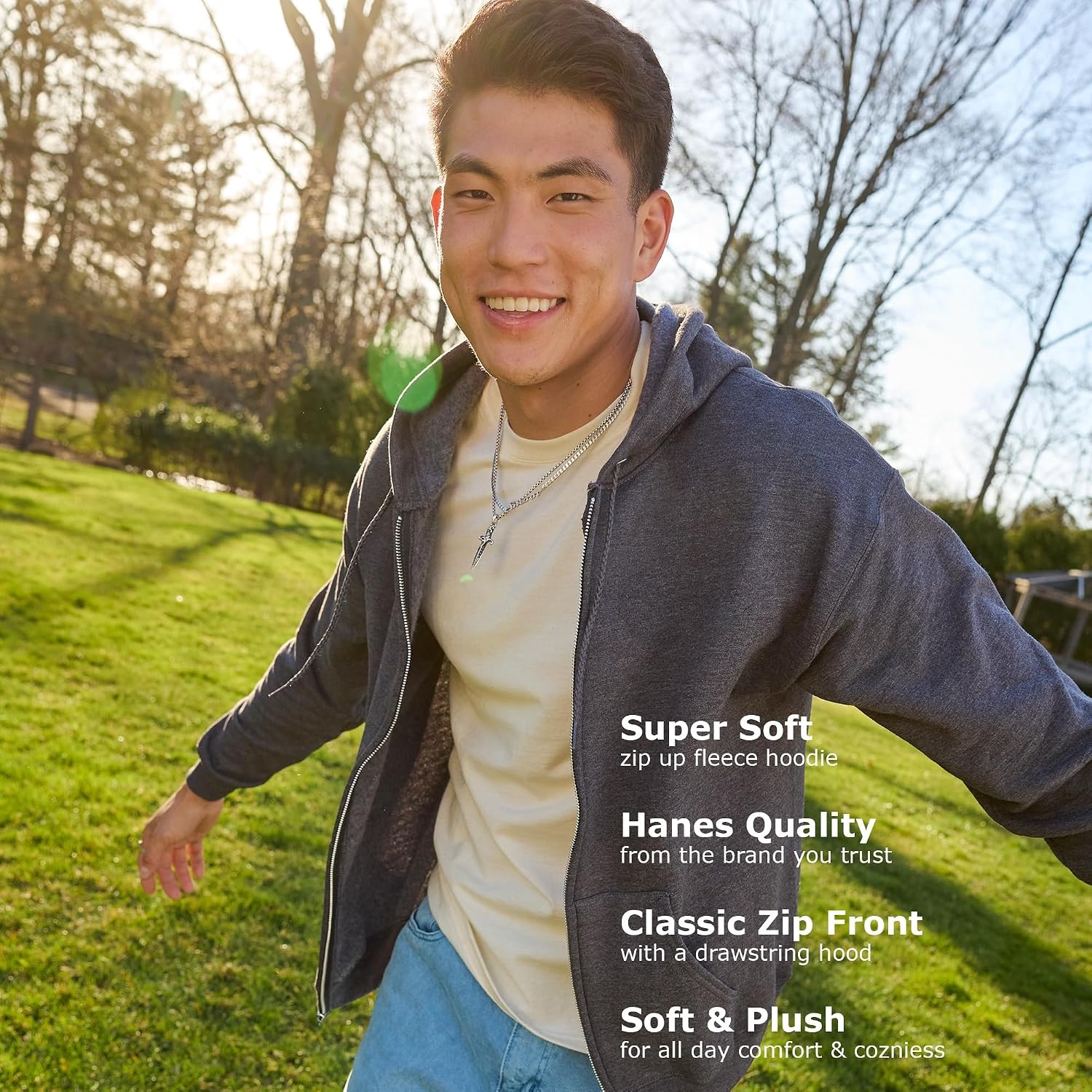 Thumbnail 6 de Hanes EcoSmart Zip-Up Hoodie for Men