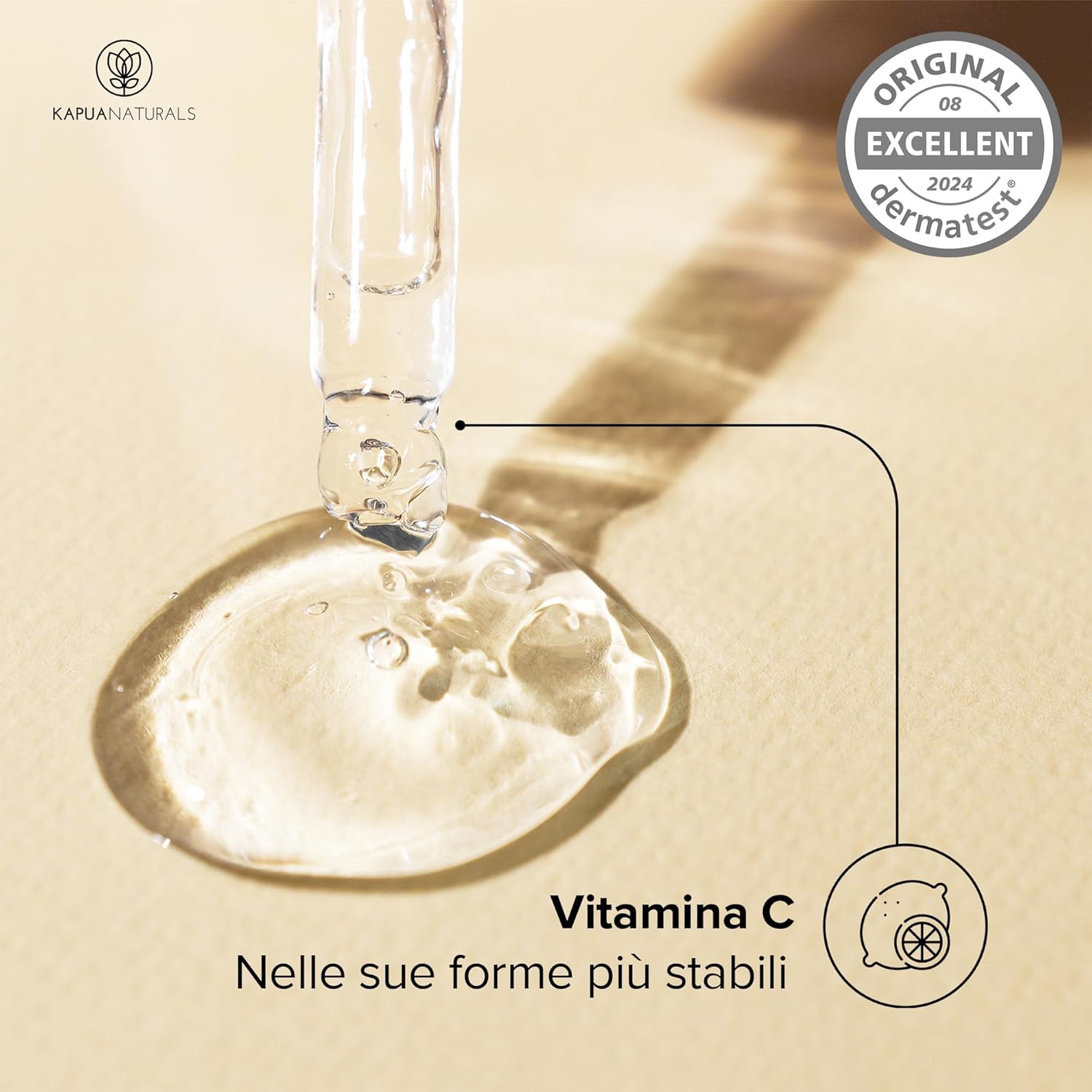 Detalle 2 de Siero vitamina C viso 100 ml di provenienza tedesca: alta concentrazione con acido ialuronico, vitamina E e pantenolo