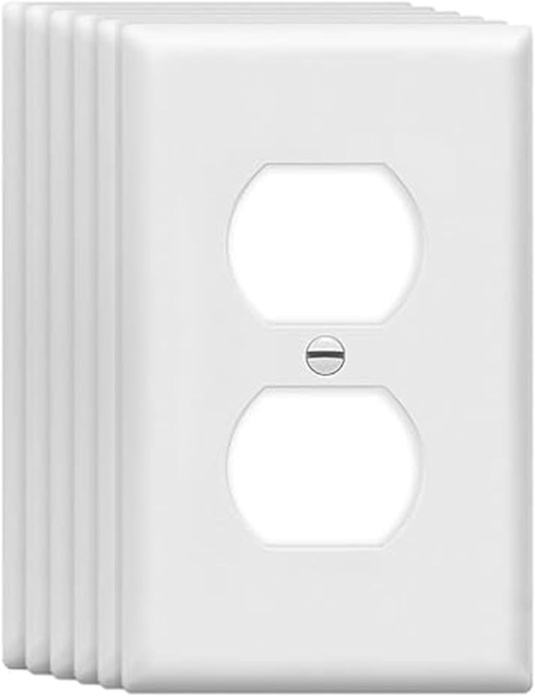 Detalle de ZEFTV Mid-Size Duplex Outlet Wall Plates, White, 6-Pack