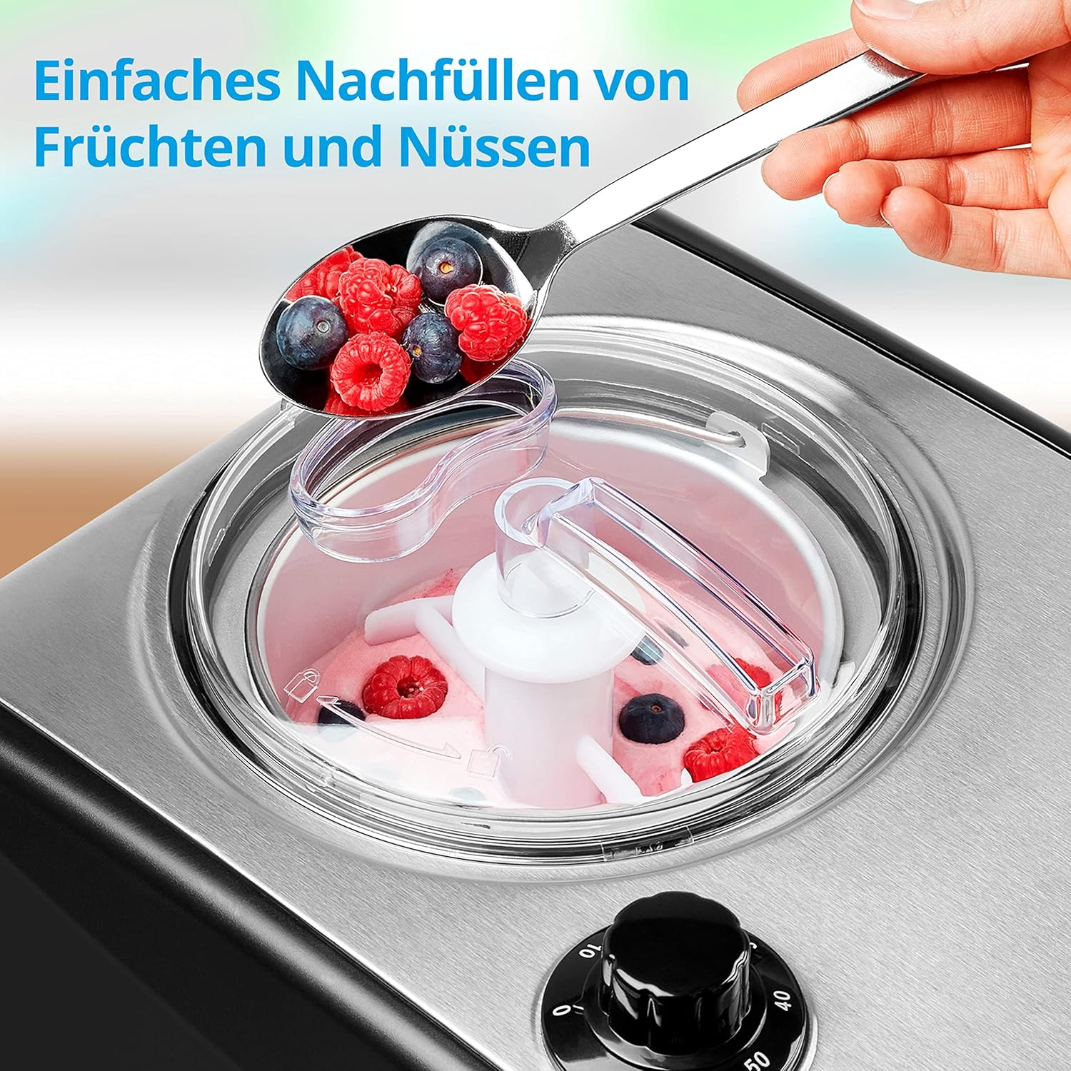 Thumbnail 3 de MEDION Eismaschine mit Kompressor MD 18387 (selbstkühlend) – 1,5-Liter-Alubehälter, für Eiscreme & Sorbet