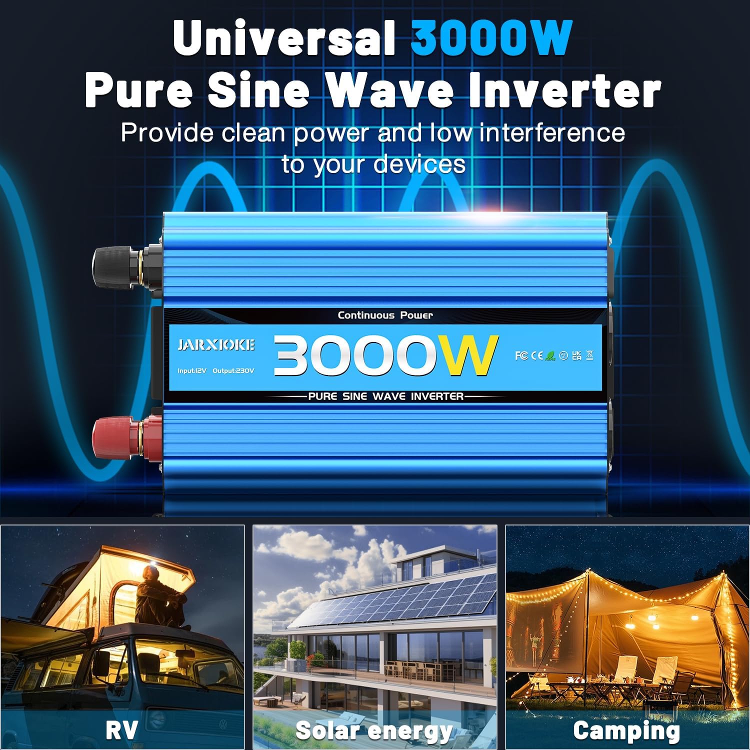 Detalle 1 de JARXIOKE Inverter Onda Pura 3000W 12V