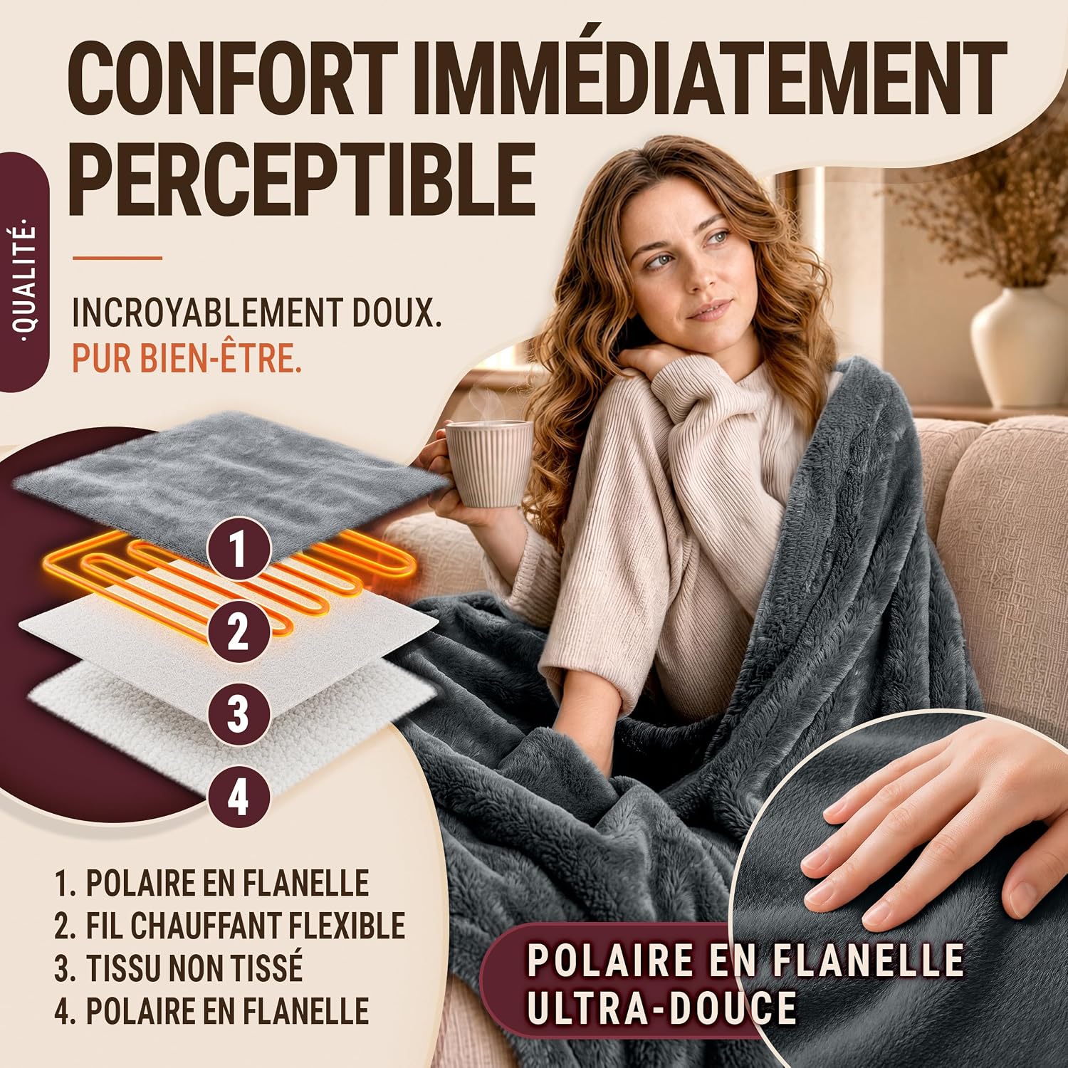 Detalle de sinnlein 915 verwarmde matrastopper 200 x 180 cm met 9 warmtestanden