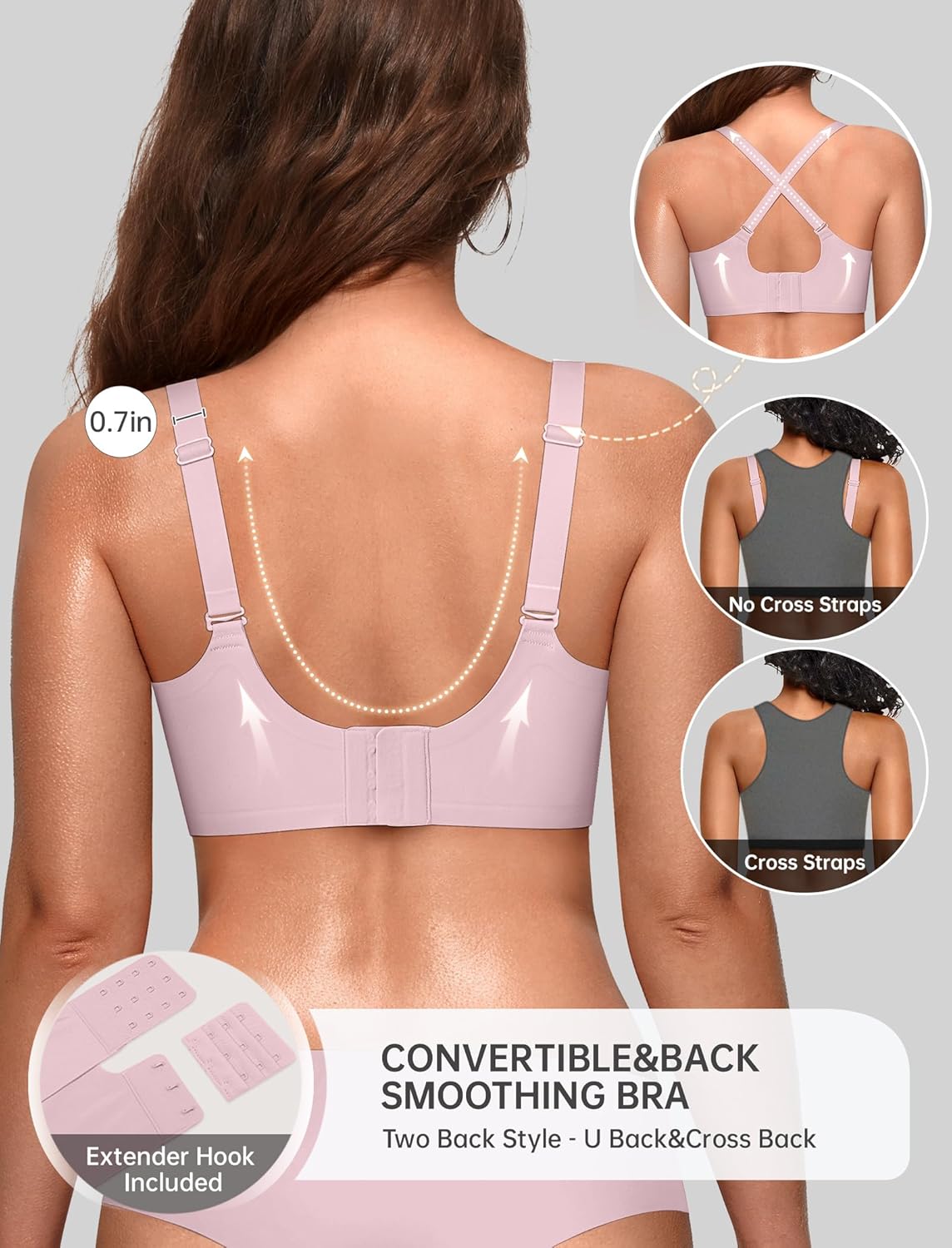 Thumbnail 2 de OEAK Women Jelly Bras No Underwire Scalloped Push Up T-Shirt Bra (Seamless, Full Coverage, Convertible)