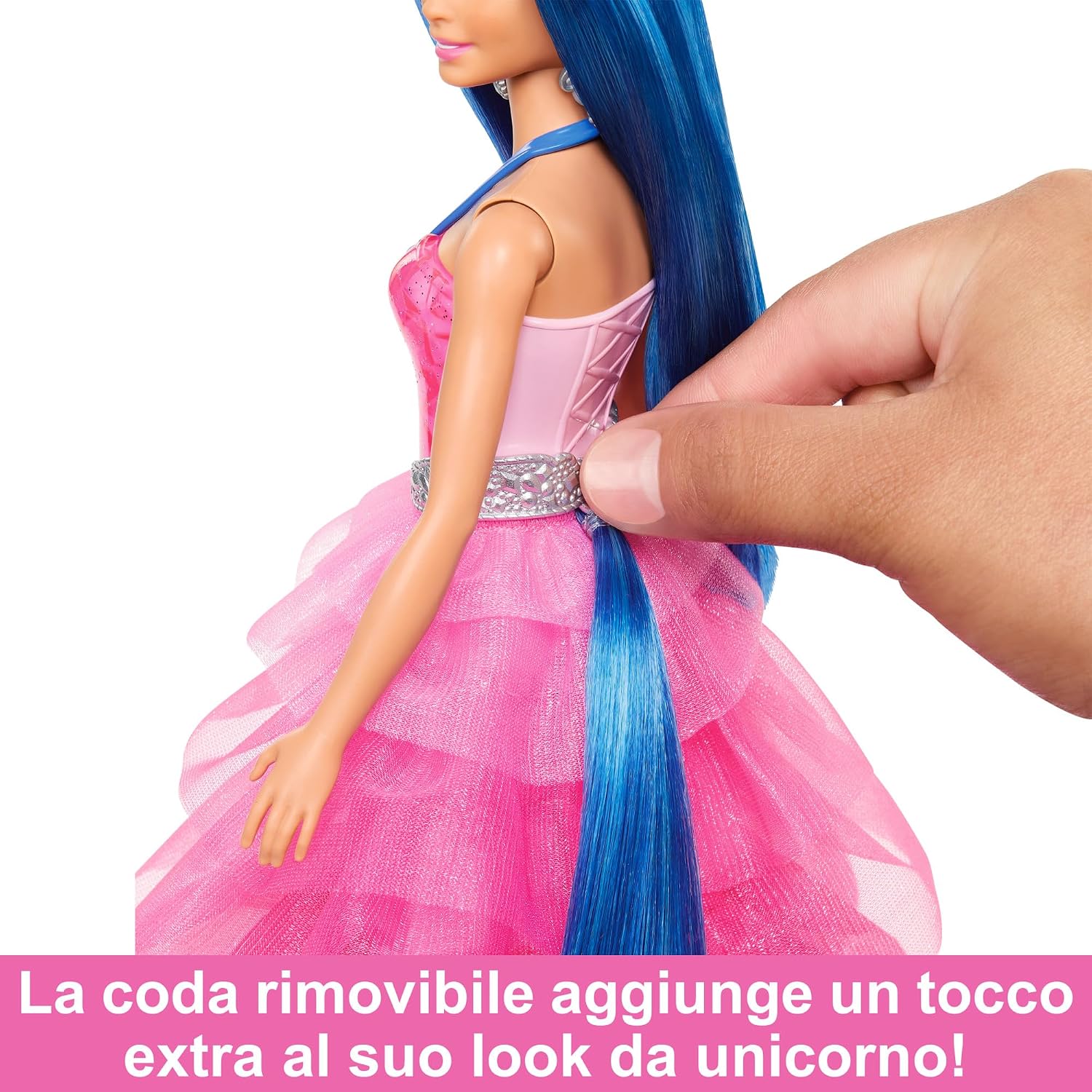 Detalle de Barbie Unicorno - Barbie Unicorno celebrativa 65° anniversario, bambola rosa con ali e accessori inclusi