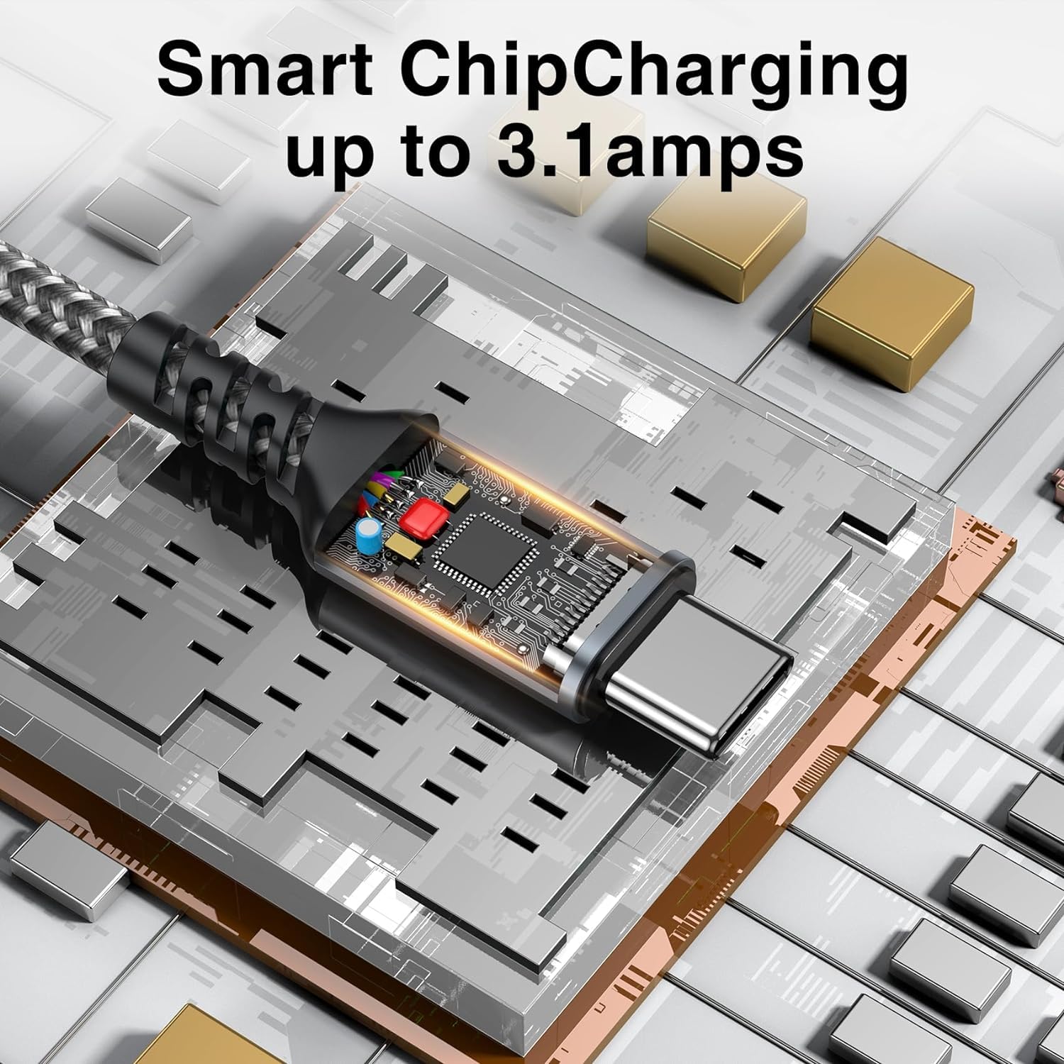 Thumbnail 1 de USB‑C Ladekabel Set (3 Stück, je 3 m) für Fast Charge & Sync – 5V/3,1A, 480 Mbps