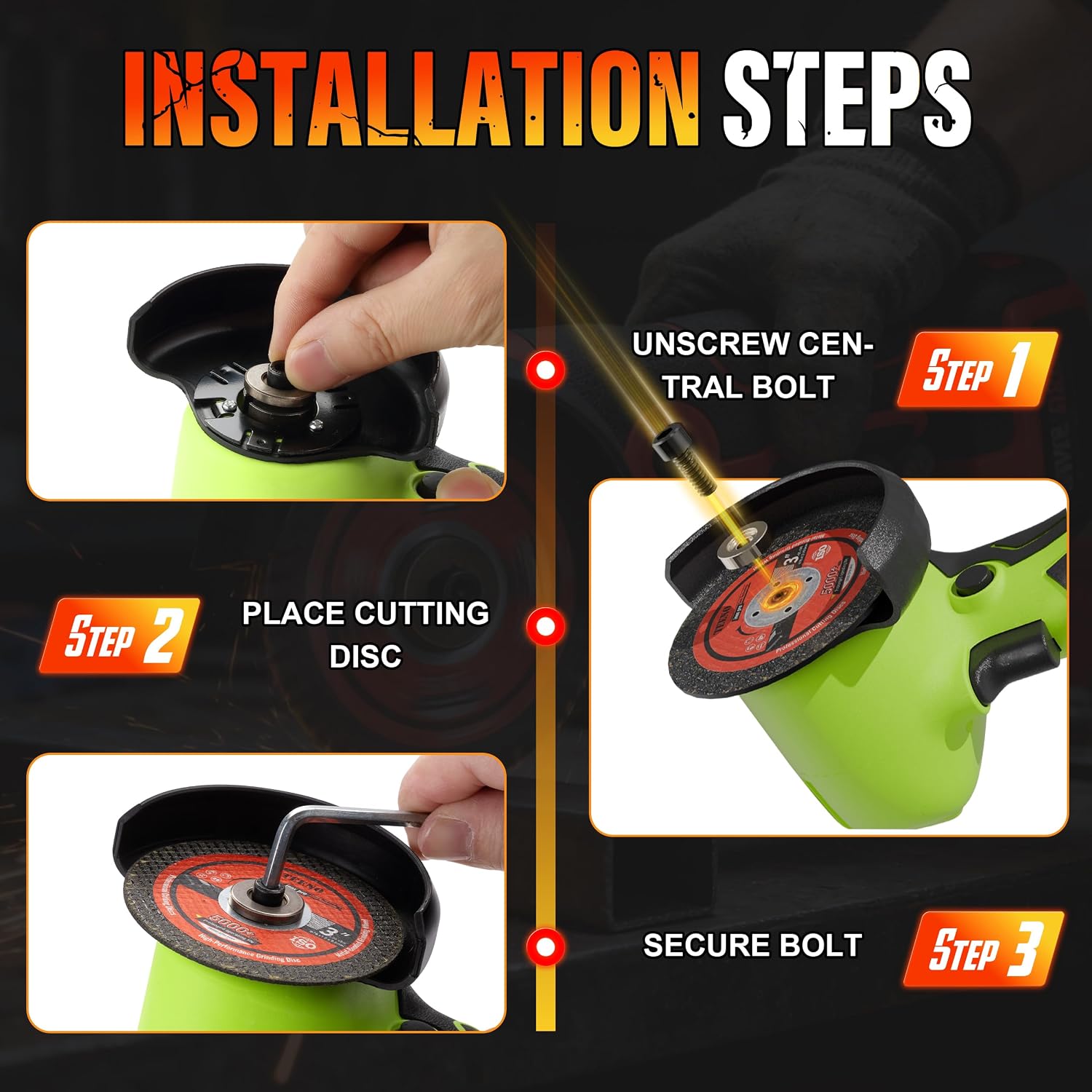 Thumbnail 6 de TEENO T-3821-GREEN-2 3-Inch Cordless Angle Grinder, LCD, 19,500 RPM