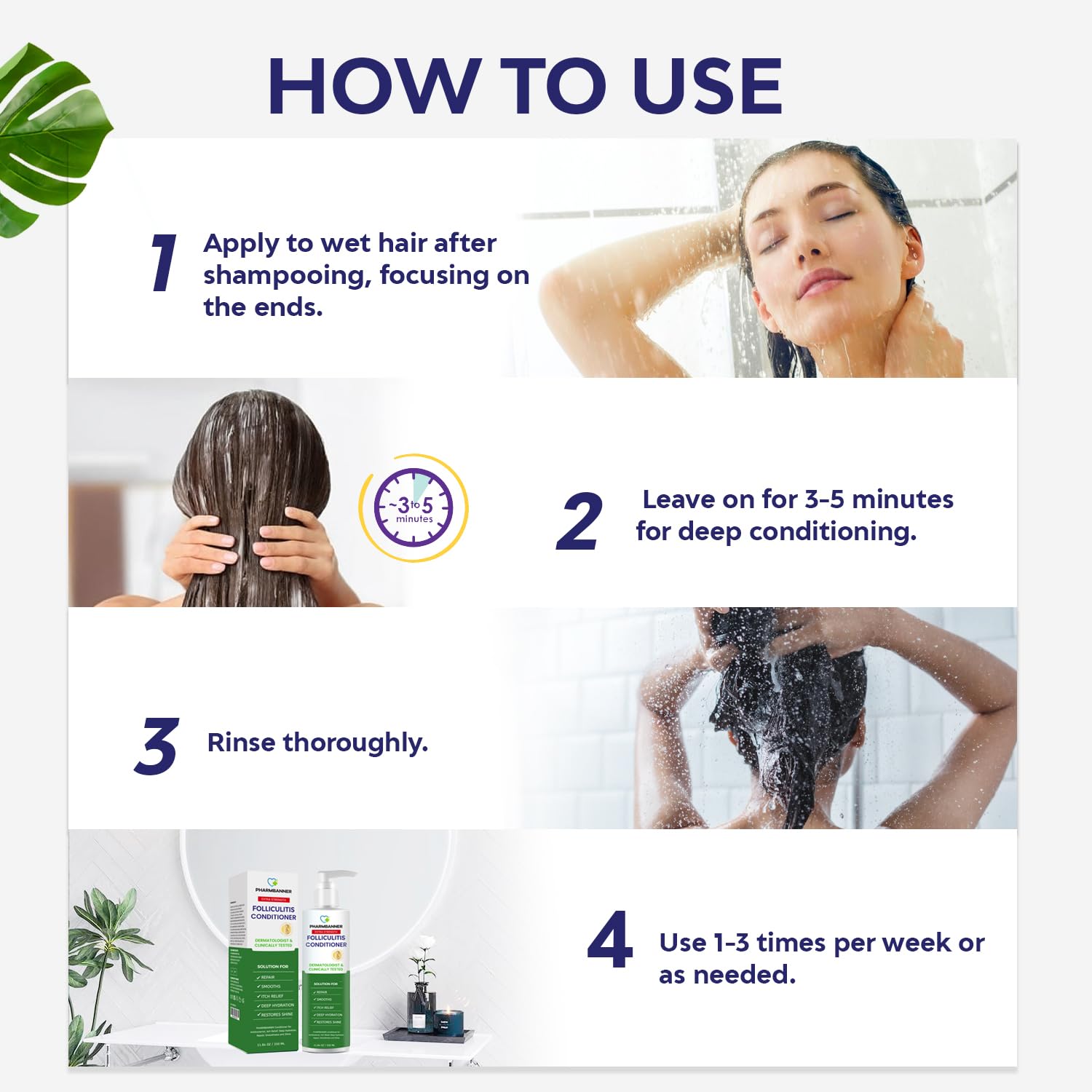 Thumbnail 5 de PHARMBANNER Folliculitis Itch Relief Conditioner with Tea Tree Oil & Moroccan Argan Oil