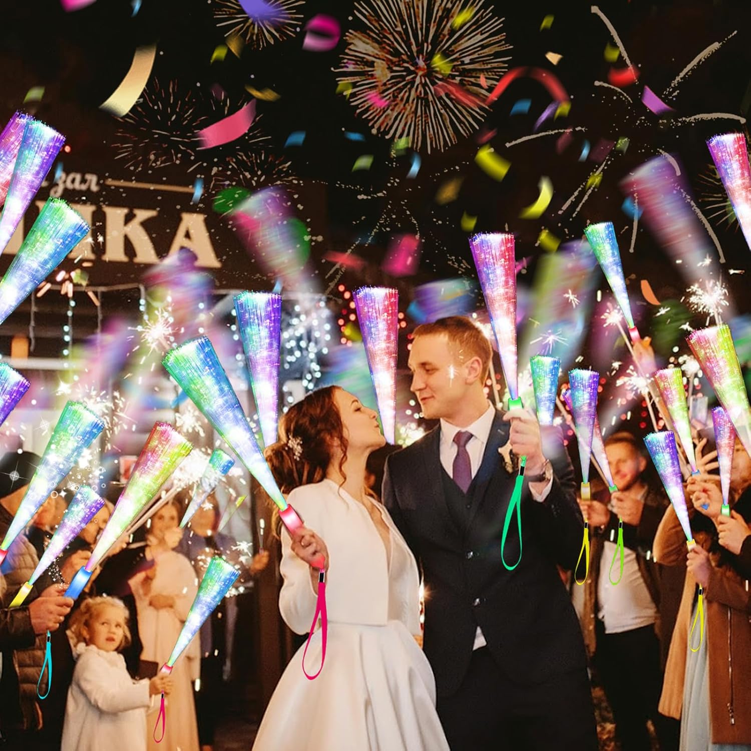 Thumbnail 1 de SHQDD 200PCS Glow Fiber Optic Sticks: LED Light Wands for Parties, Weddings & Events