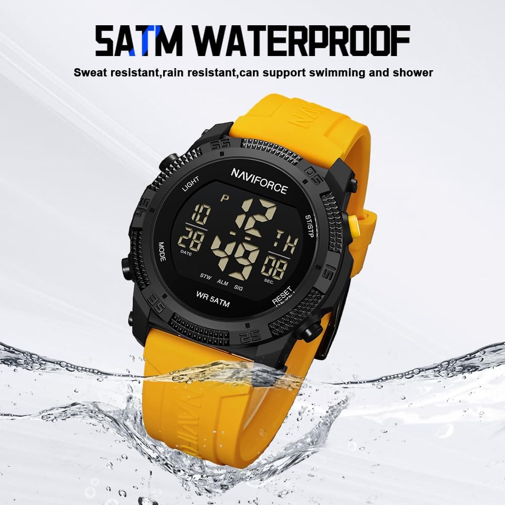Detalle de Naviforce Orologio digitale sportivo impermeabile da uomo con cronometro e cinturino in gomma