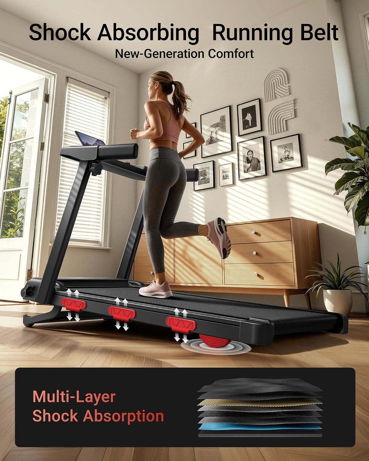 Detalle de 16% Incline Treadmills for Home with 3.0 HP Foldable Walking Pad