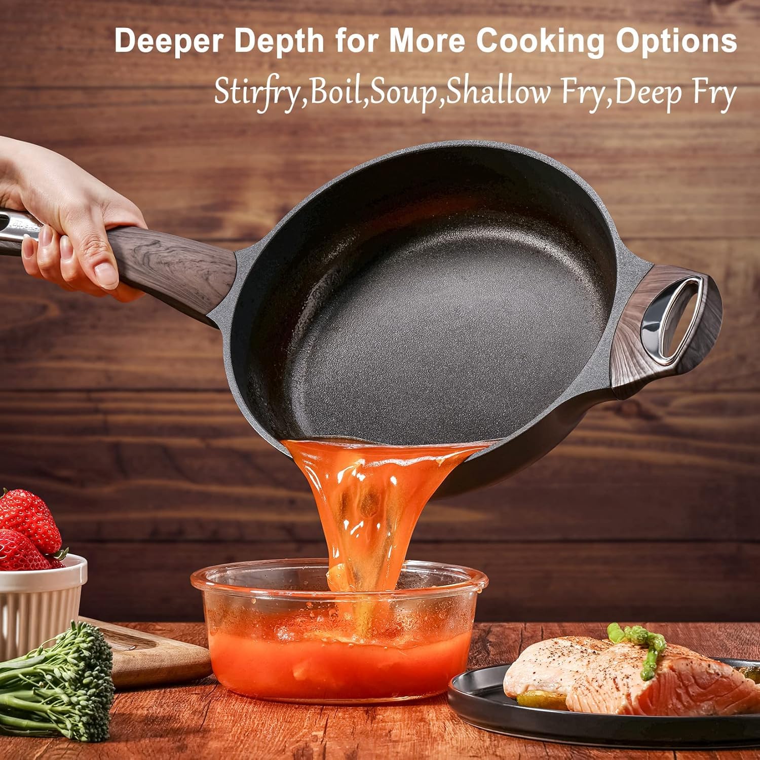 Thumbnail 6 de SENSARTE 30cm Deep Nonstick Frying Pan (4.7L) with Lid – induction compatible sauté pan