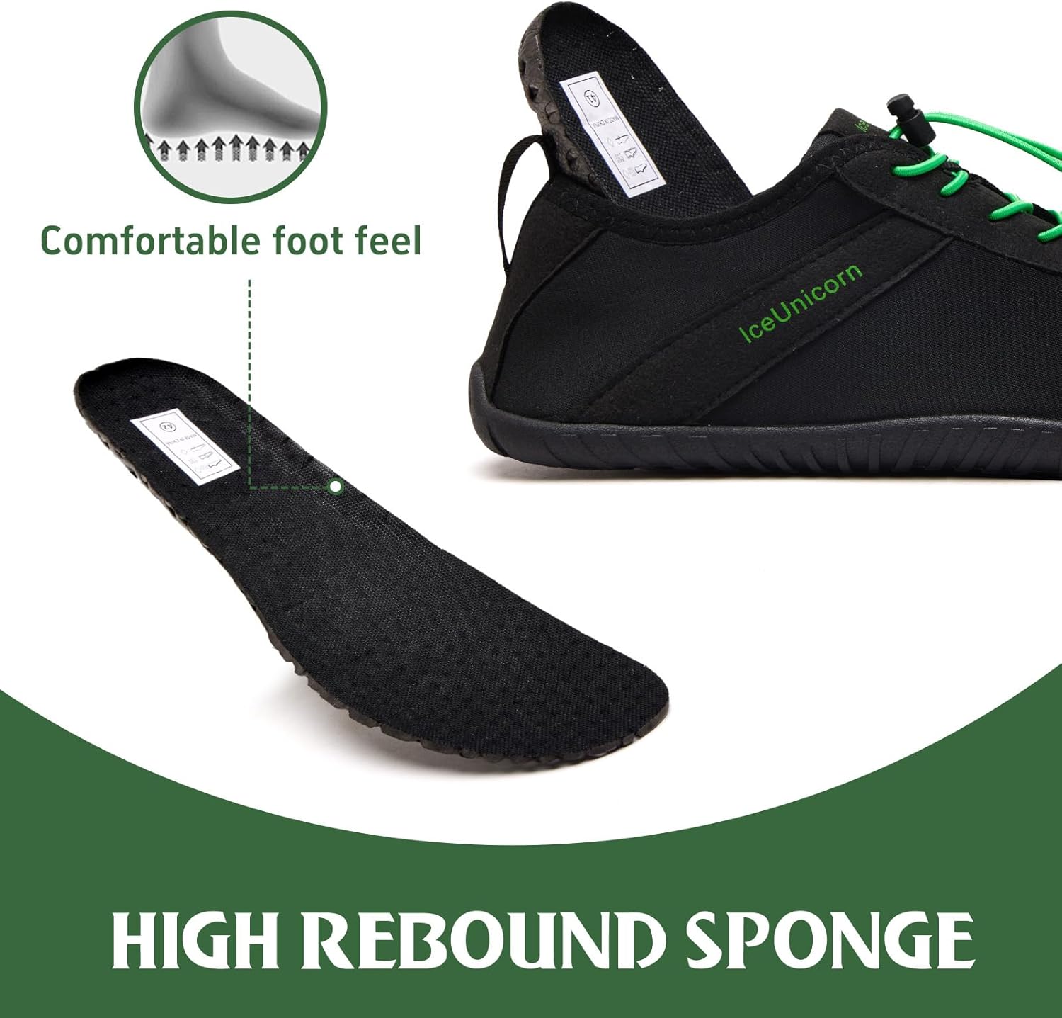 Detalle de IceUnicorn Barfuß Schuhe Damen & Herren – atmungsaktiv, wasserableitend und barfußnahes Walking