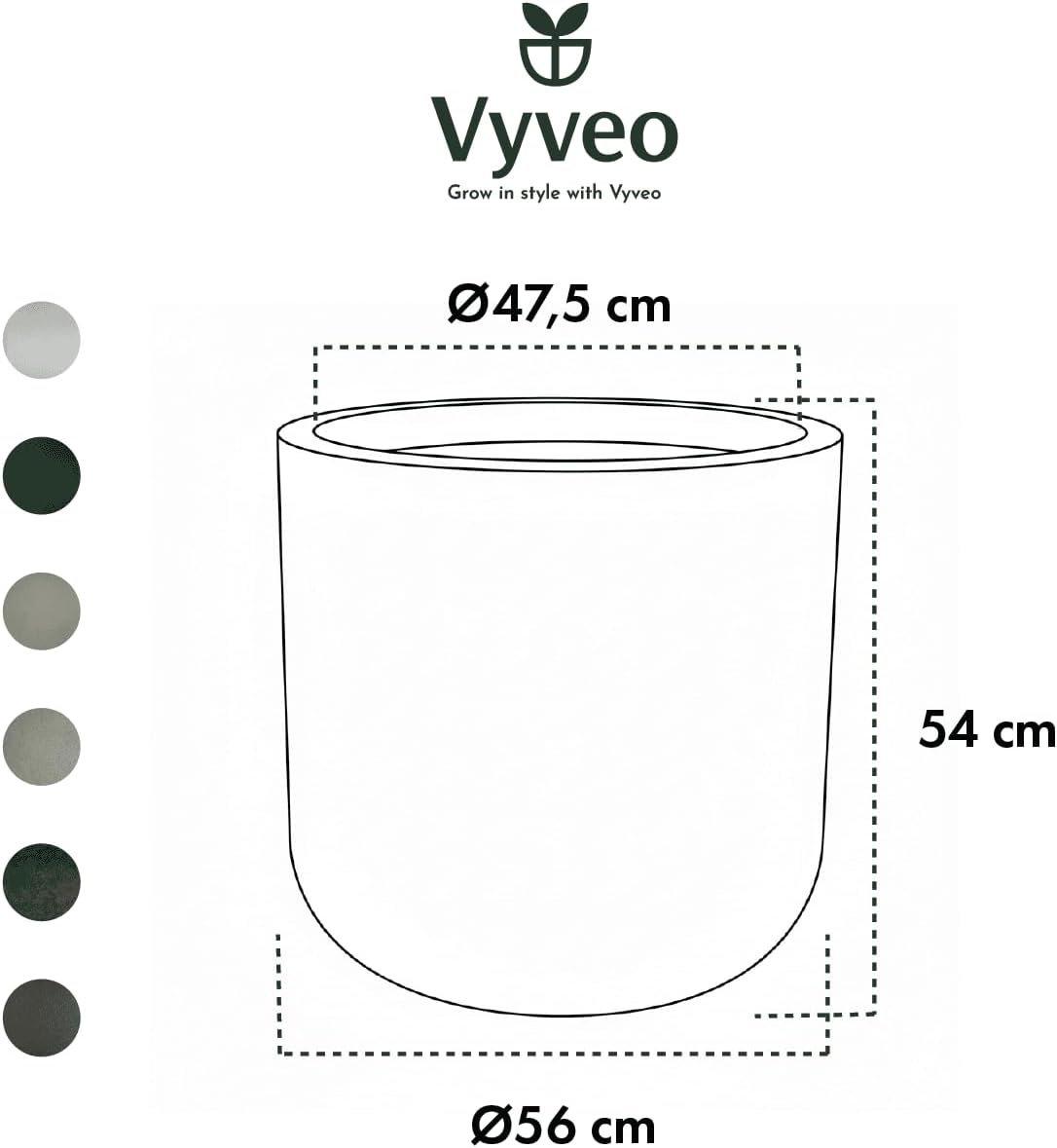 Detalle de Vyveo Blumentopf Orena 56x54 – Grau, Innen- und Außenbereich