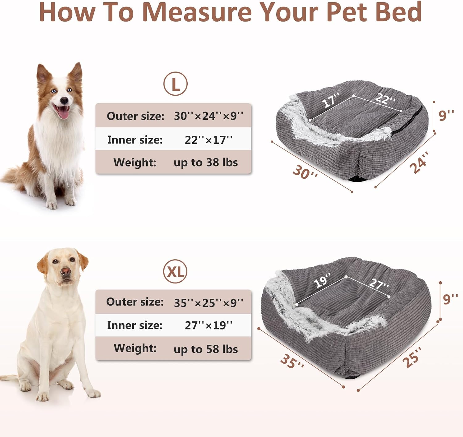 Detalle 1 de MIXJOY 35-Inch Cave Dog Bed with Attached Blanket and Bolstered Sides