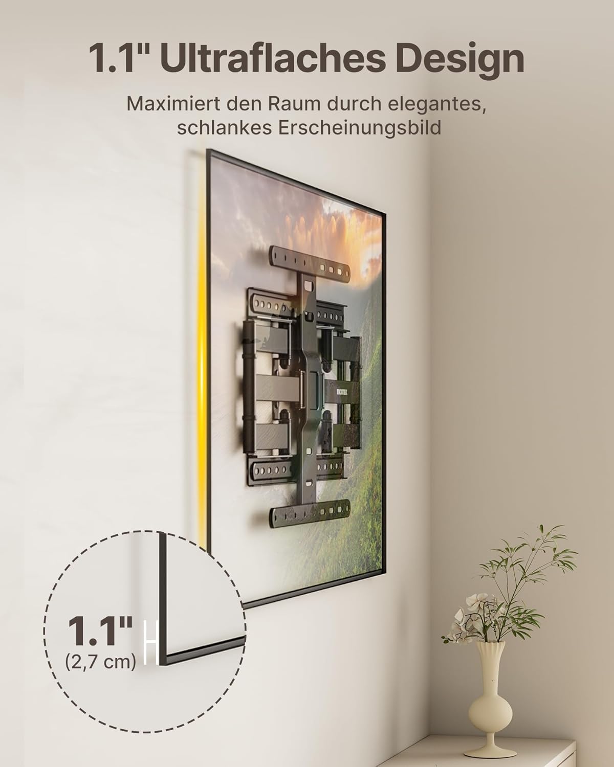 Thumbnail 1 de monTEK 1.1" Ultra Slim TV Wandhalterung 37–75 Zoll – bis 60 kg, voll beweglich, max. VESA 400x400