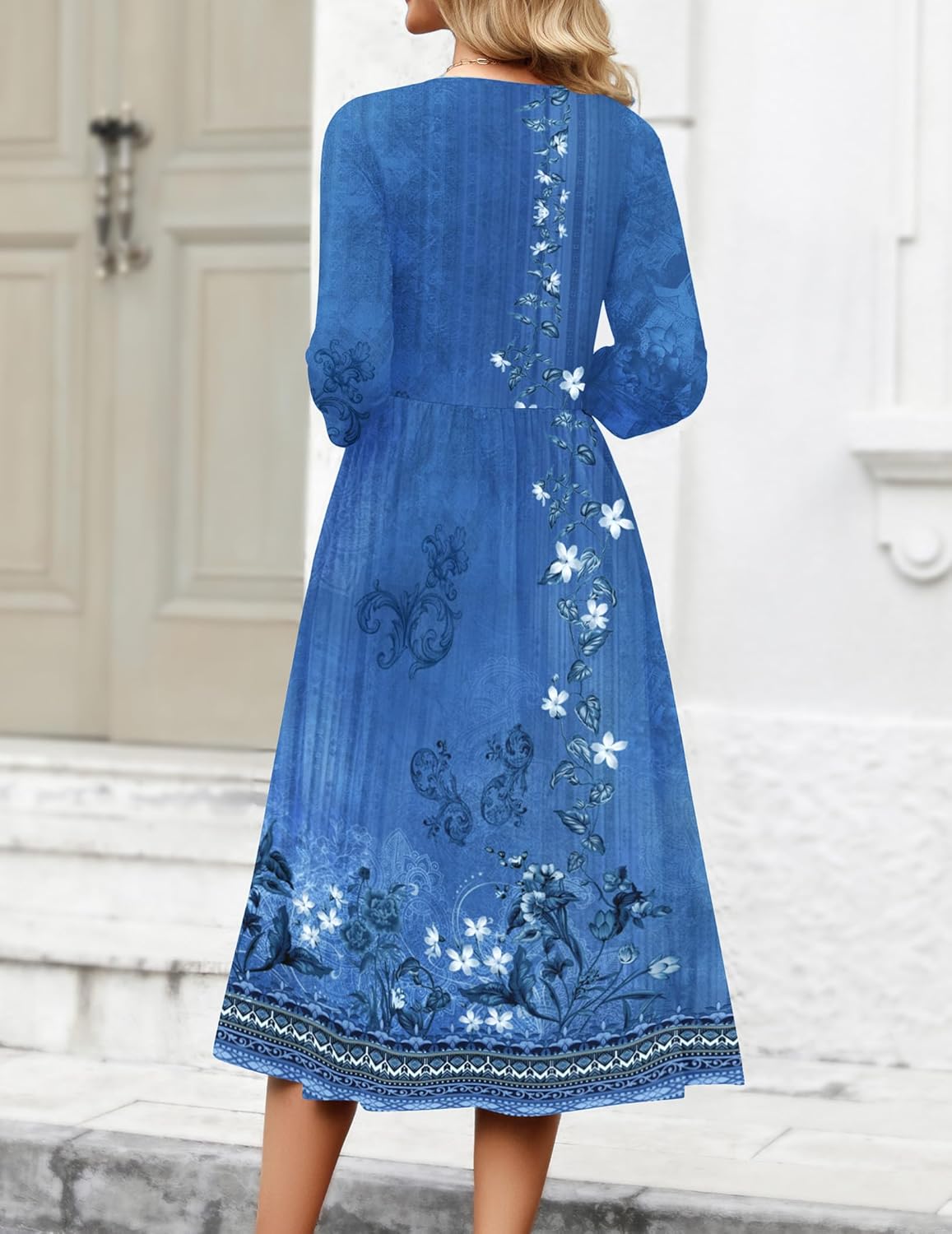 Thumbnail 4 de Zeagoo 3/4 Sleeve Women’s Flowey A-Line Midi T-Shirt Dress with Pockets