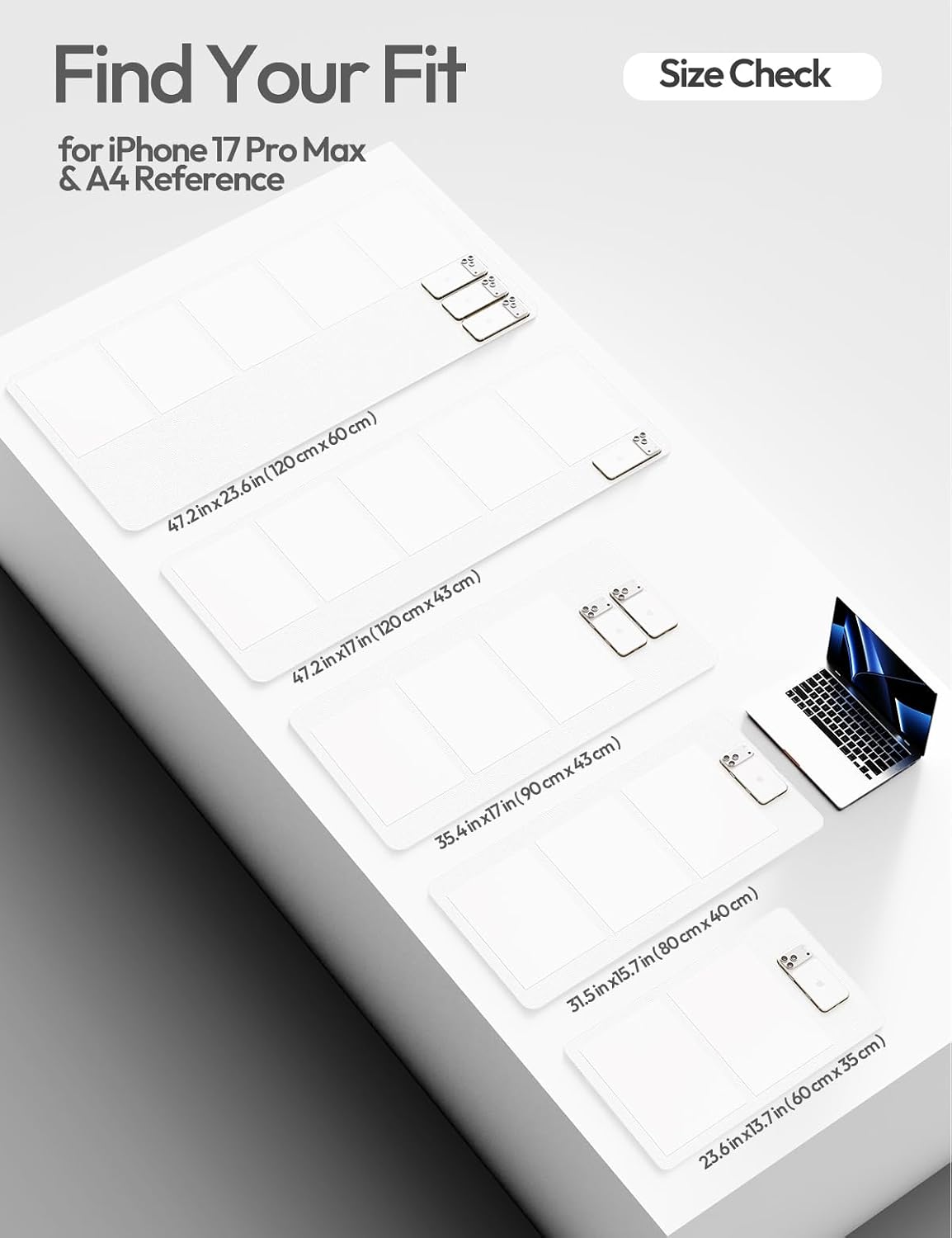 Detalle de YSAGi Leather Desk Protector & Large Mouse Mat (White, 47.2 x 23.6 in)