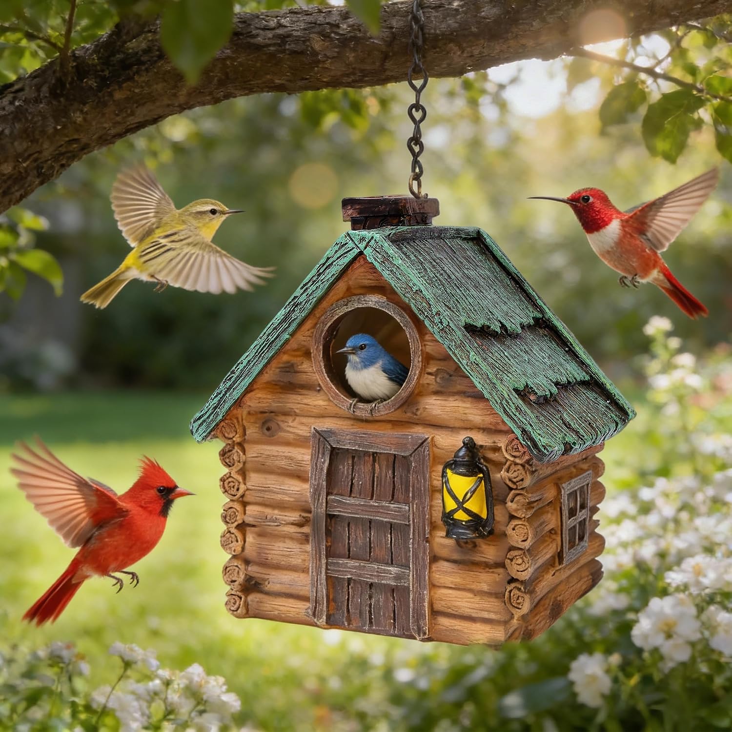Thumbnail 6 de Attivolife Real Wood-Look Resin Bird House for Garden