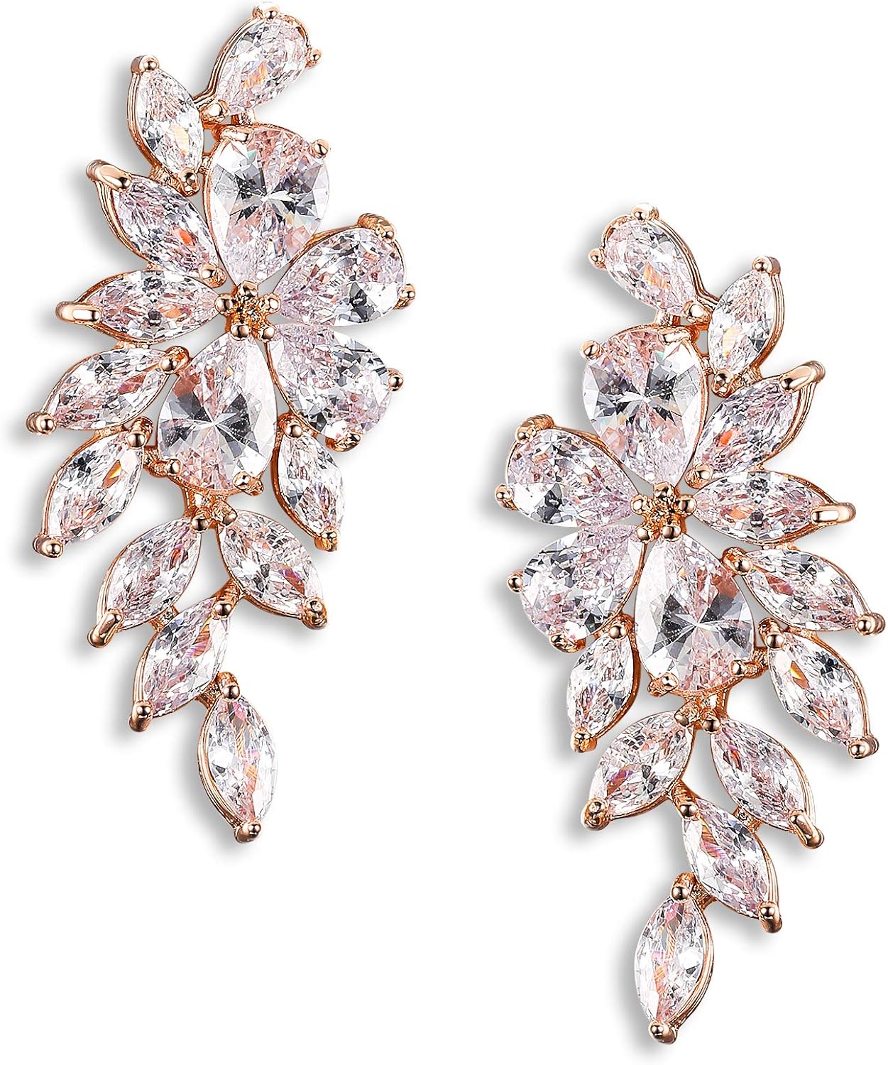 Thumbnail 5 de Clearine Boucles d’oreilles de mariée en zircone cubique marquise et laiton doré rose