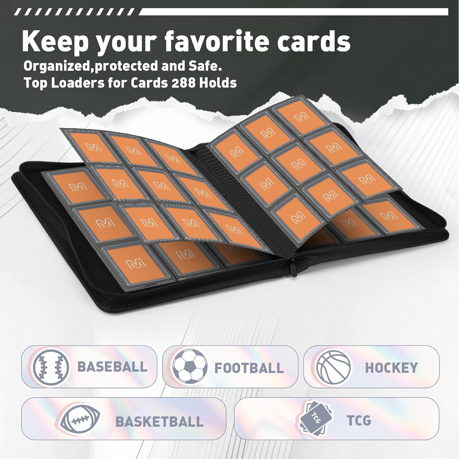 Thumbnail 2 de Toploader Binder: 288-Card Trading Card Binder with 9-Pocket Top Loaders (3" x 4") in PU Leather