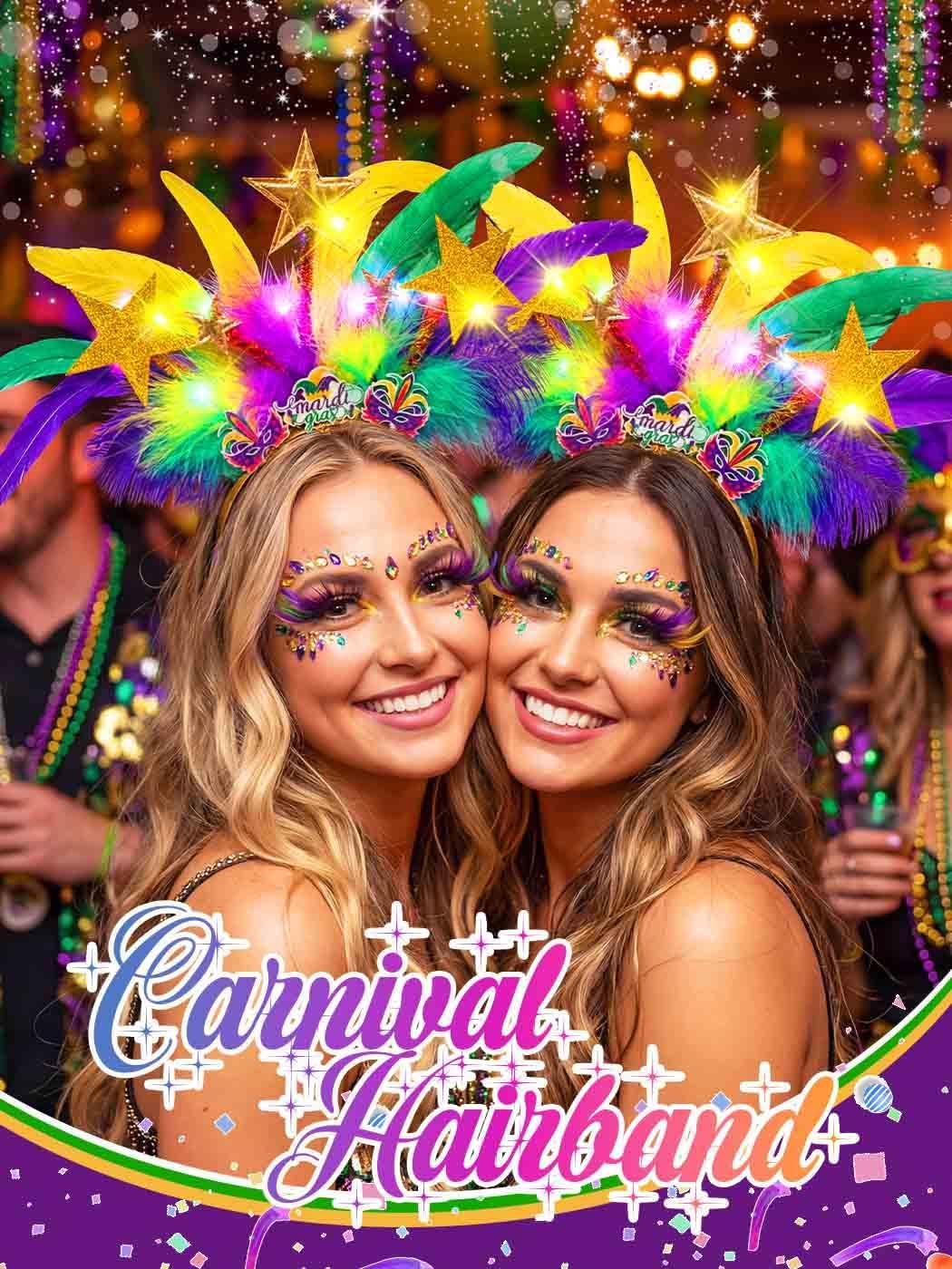 Thumbnail 6 de IYOU Led Feather Carnival Headband Purple Star Light Up Hair Band