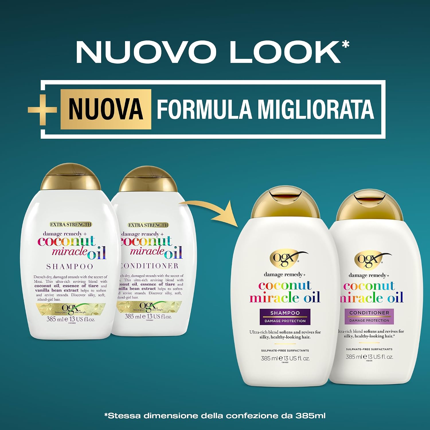Detalle 2 de OGX Shampoo Damage Remedy + Coconut Miracle Oil – Trattamento idratante per capelli secchi e crespi (385 ml)