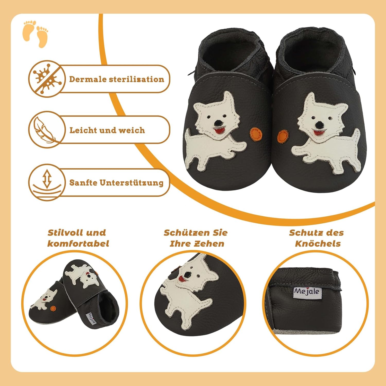 Thumbnail 3 de Mejale Baby Lederschuhe – Krabbelschuhe, Lauflernschuhe & Hausschuhe mit Wildledersohle