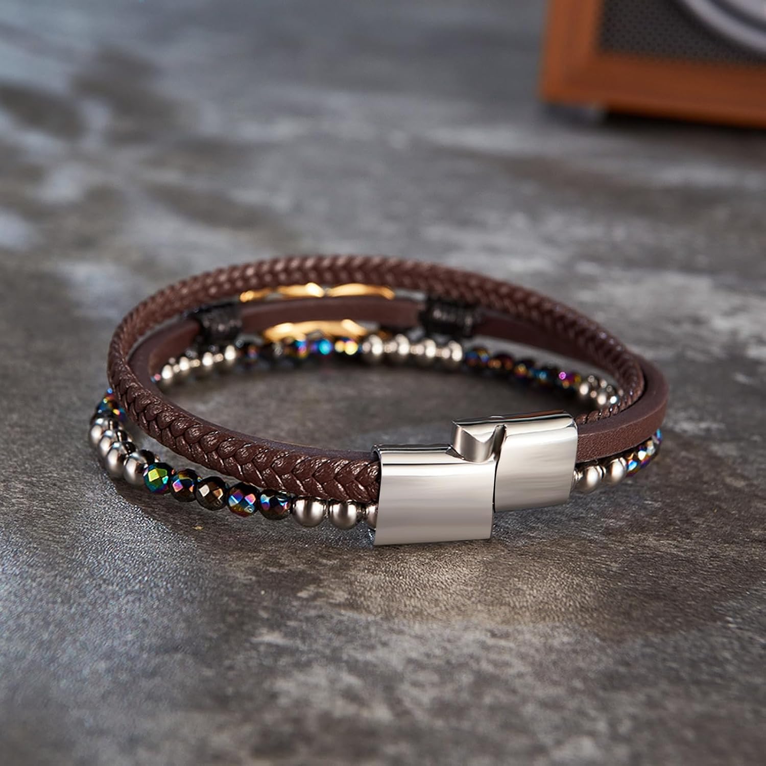 Detalle 1 de Cupimatch Bracelet cuir personnalisé en or