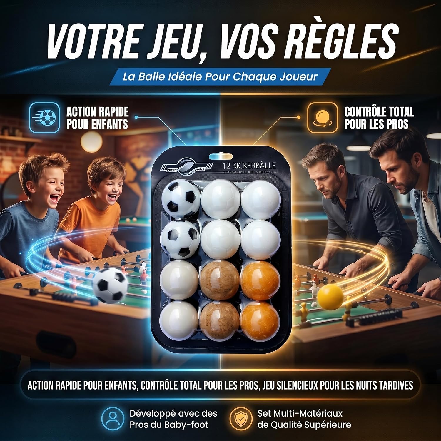 Detalle 2 de GOODS+GADGETS 40990021 tafelvoetbalballen, 12 stuks, 35 mm, zes types