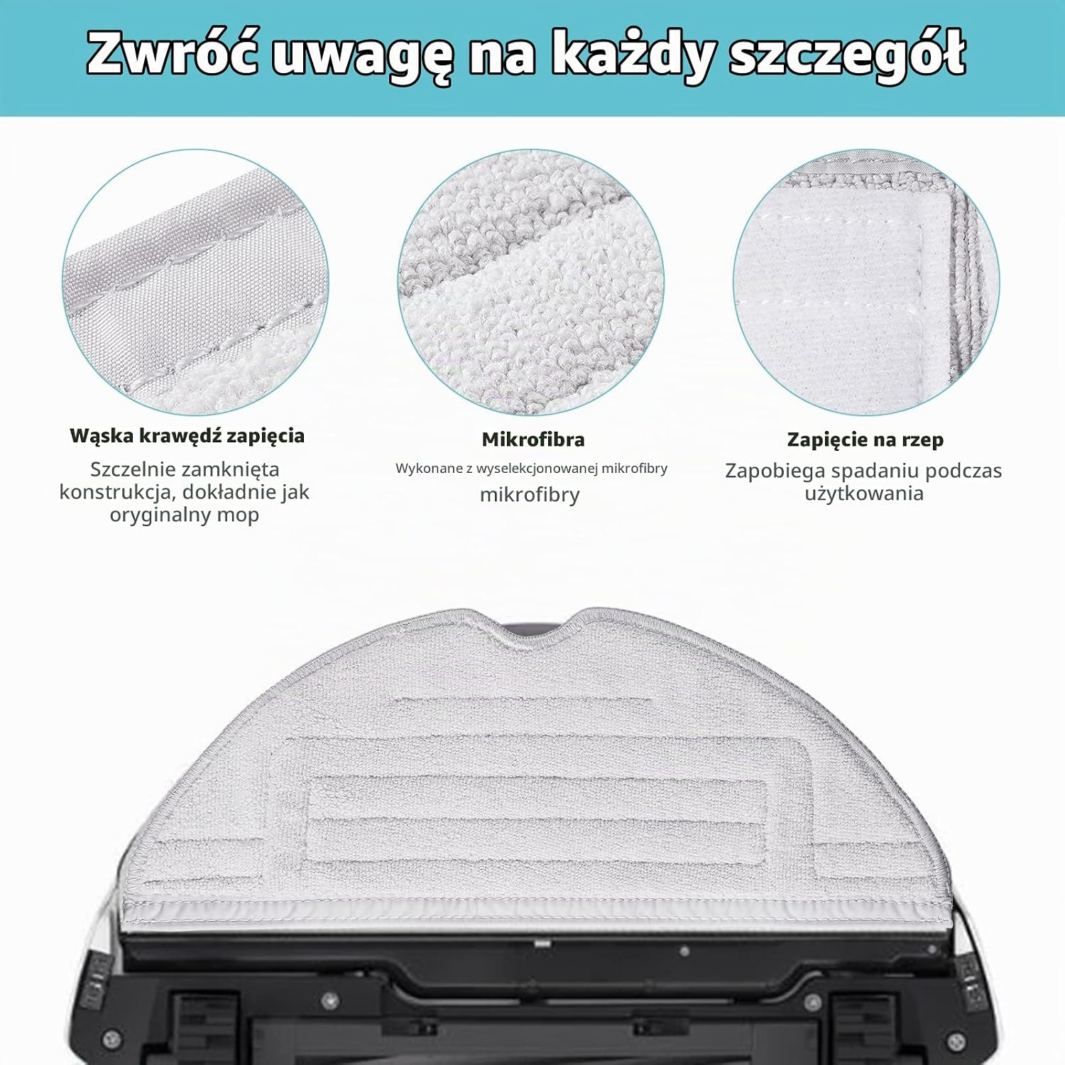 Detalle de Alloytool ściereczki VibraRise do Roborock S8 i S7, 8 sztuk, jasnoszare