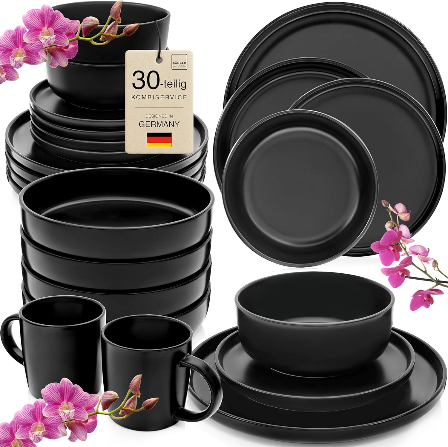Thumbnail 6 de SÄNGER Madeira Tafelservice 24-teilig aus Steingut für 6 Personen – schwarz matt (VALUE COLLECTION)